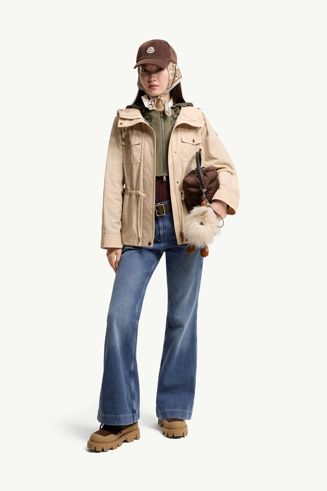 Serin連帽棉質混紡派克大衣 女士 淺米色 Moncler 0