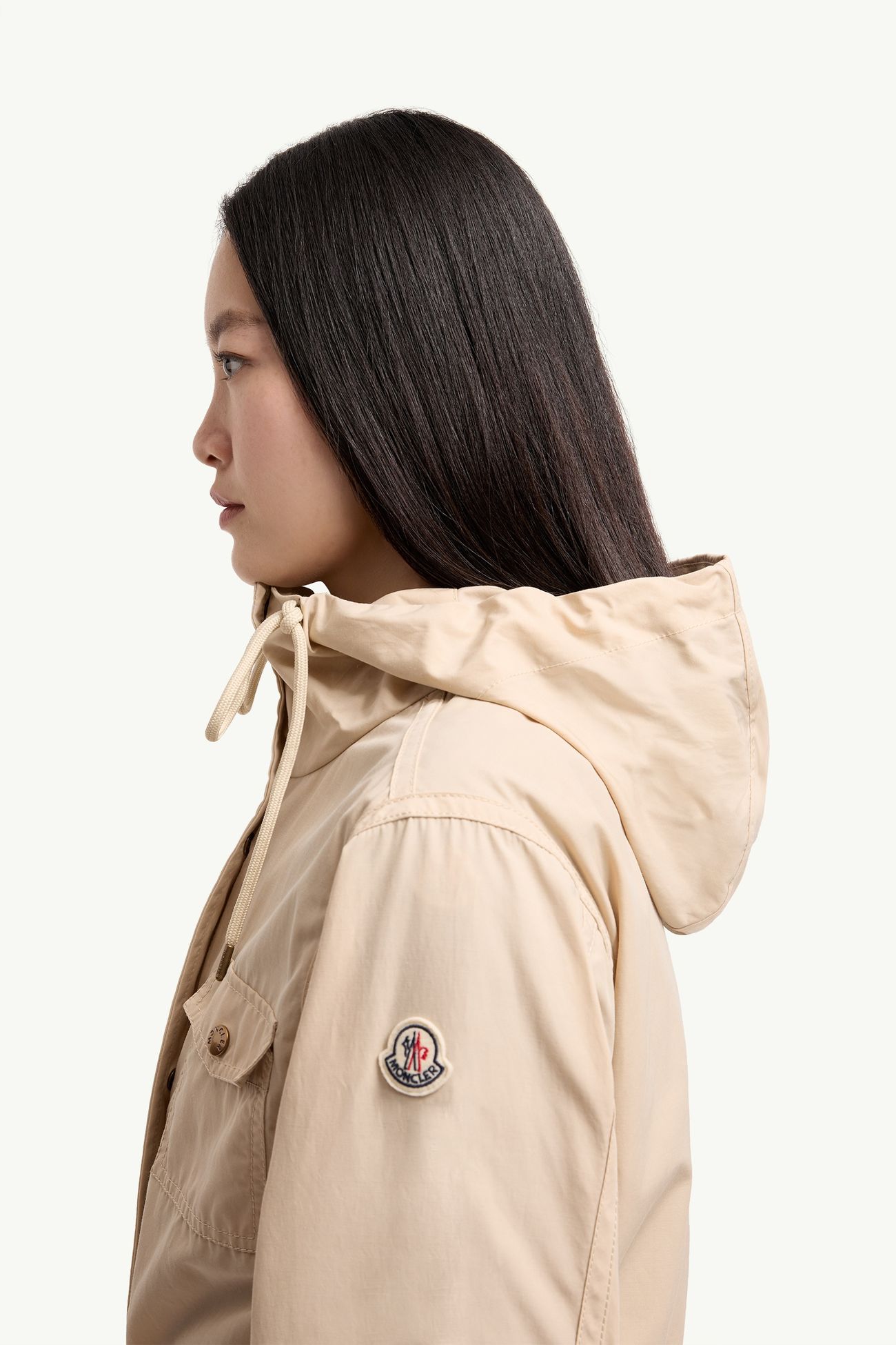 Parka con capucha de mezcla de algodón Serin Mujer Beige Claro Moncler 1