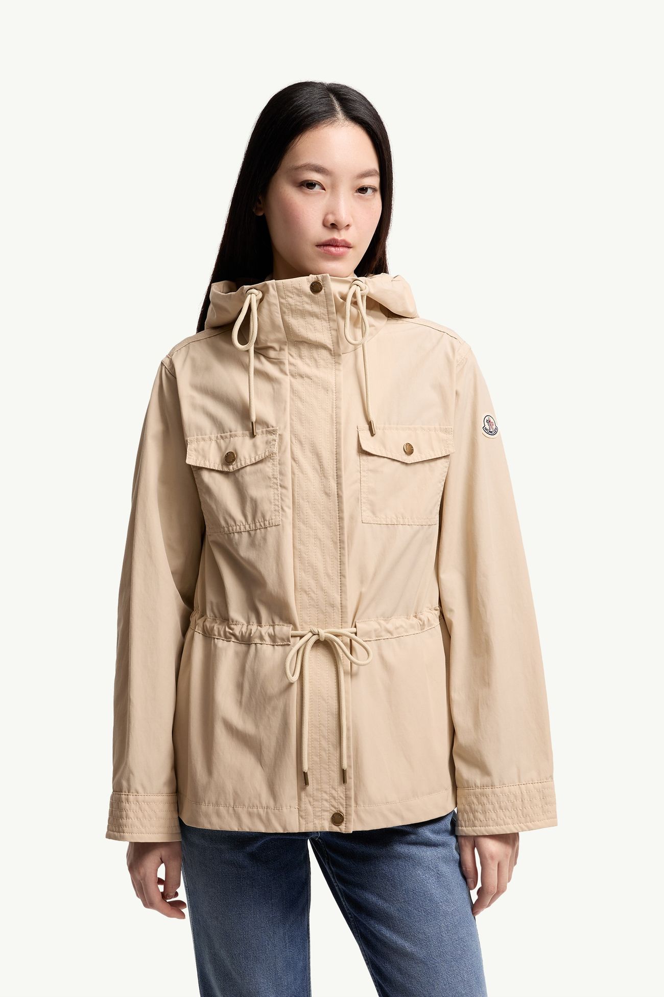 Serin Hooded Cotton Blend Parka Women Light Beige Moncler 3