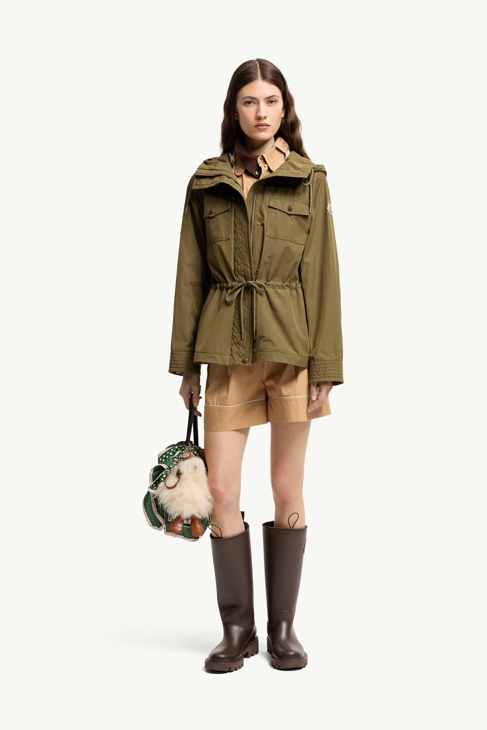 Olive Green Serin Hooded Cotton Blend Parka - Lightweight Down