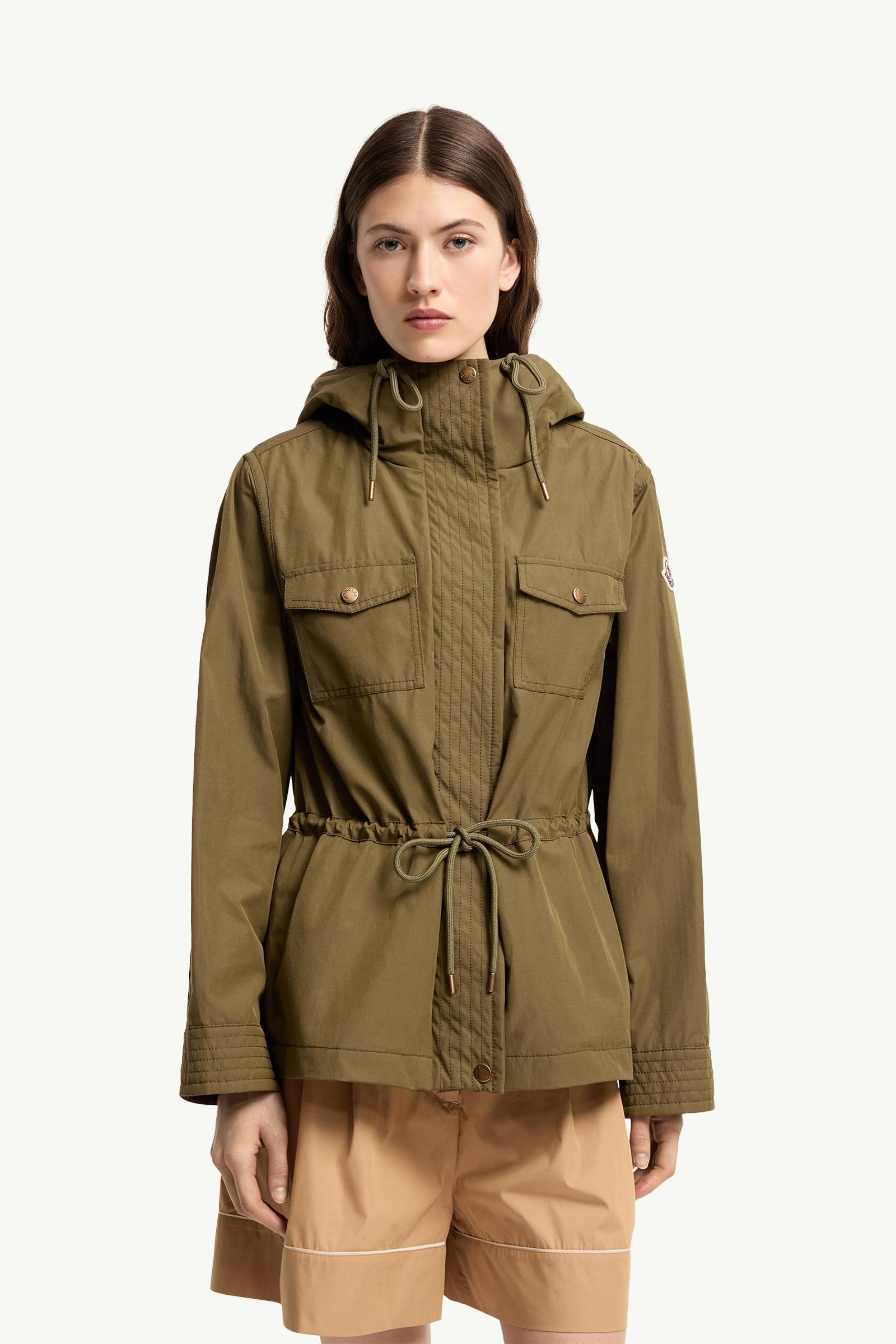 Olive Green Serin Hooded Cotton Blend Parka - Lightweight Down