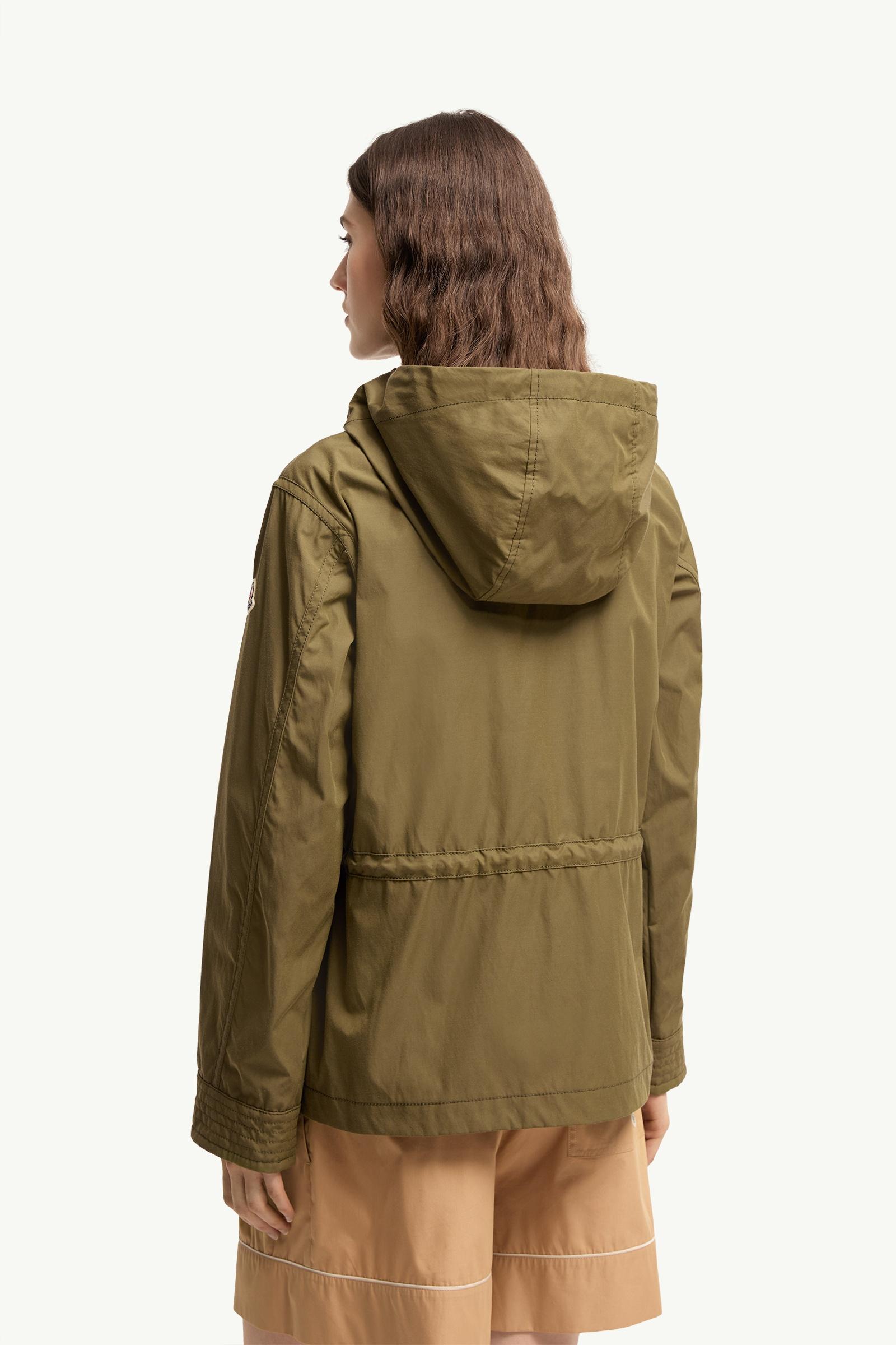 Olive Green Serin Hooded Cotton Blend Parka - Lightweight Down