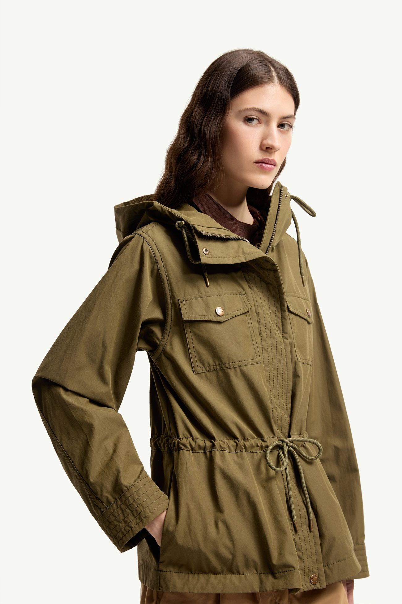 Serin連帽棉質混紡派克大衣 女士 橄欖綠色 Moncler 5
