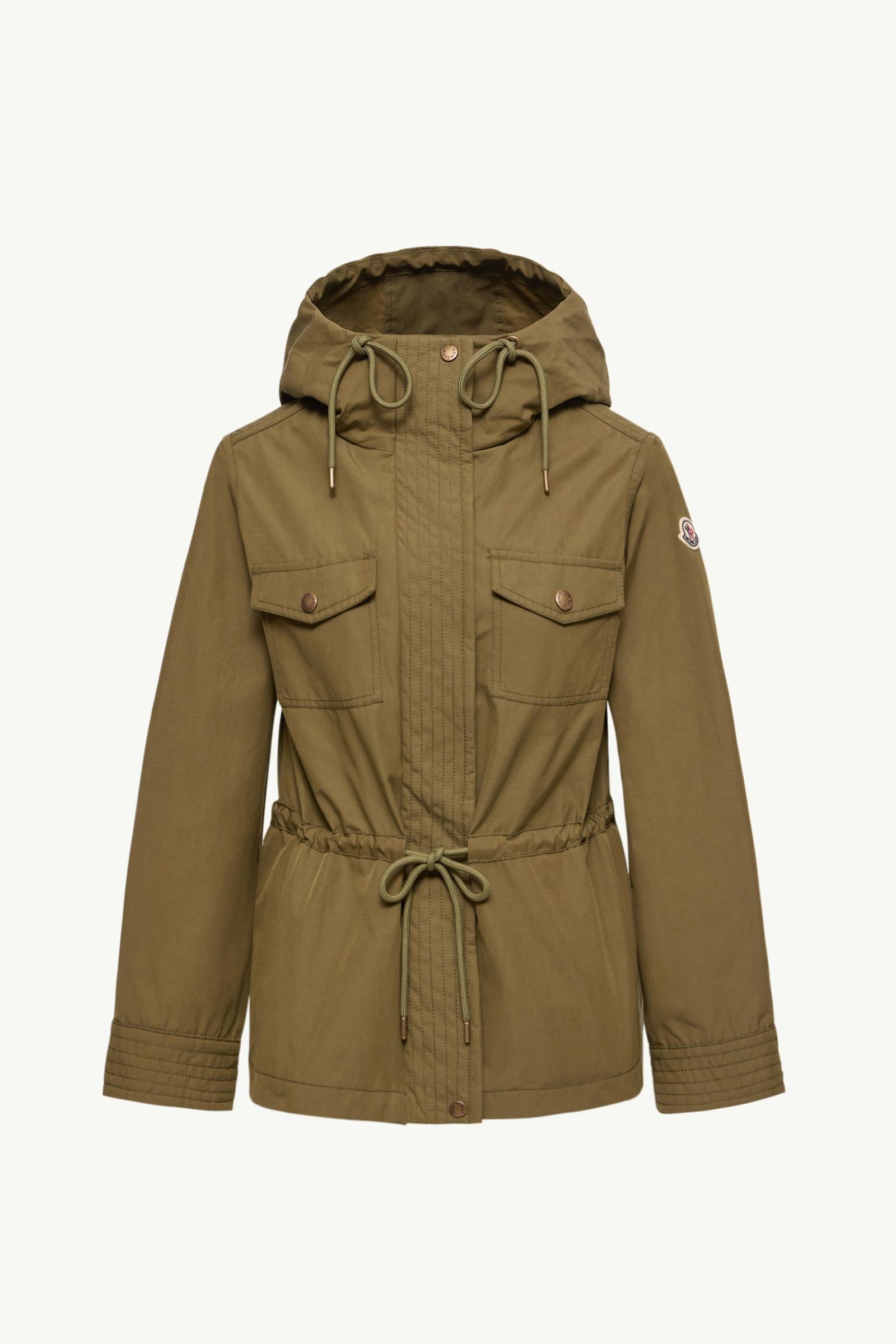 Olive Green Serin Hooded Cotton Blend Parka - Lightweight Down