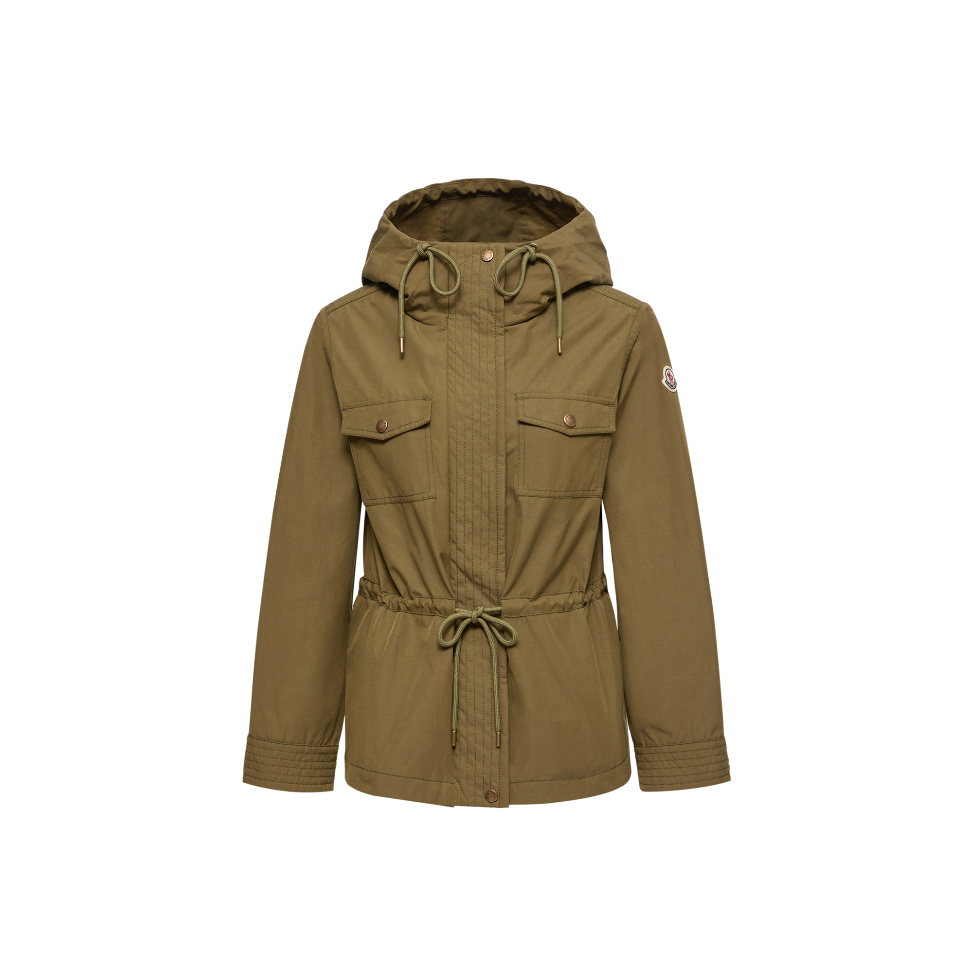 Moncler   Serin Hooded Cotton Blend Parka for Women in Green, Size: 14