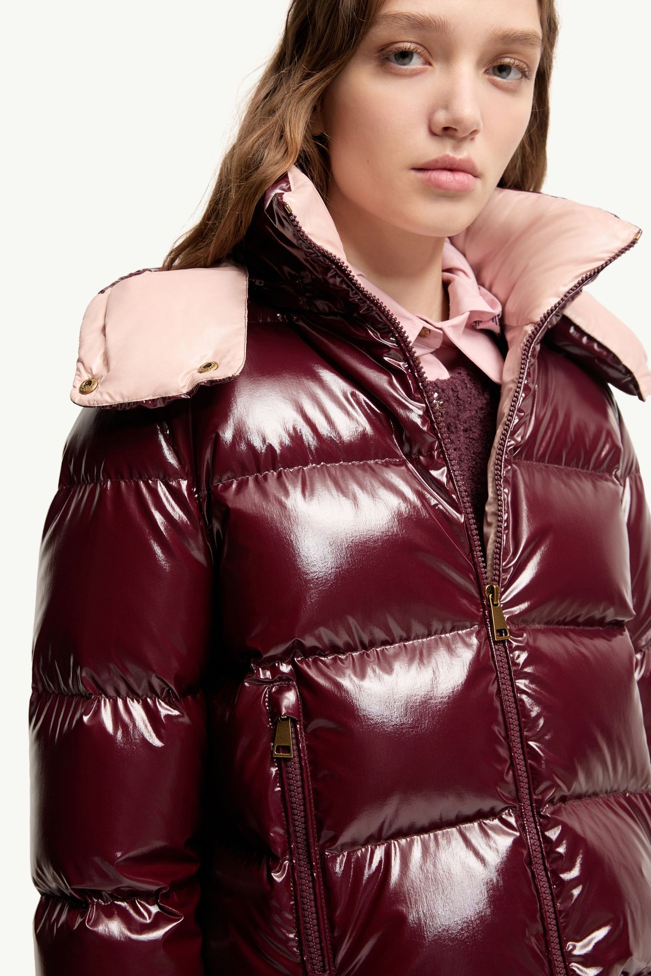 Niveole 쇼트 나일론 다운 재킷 여성 브라운 Moncler 5