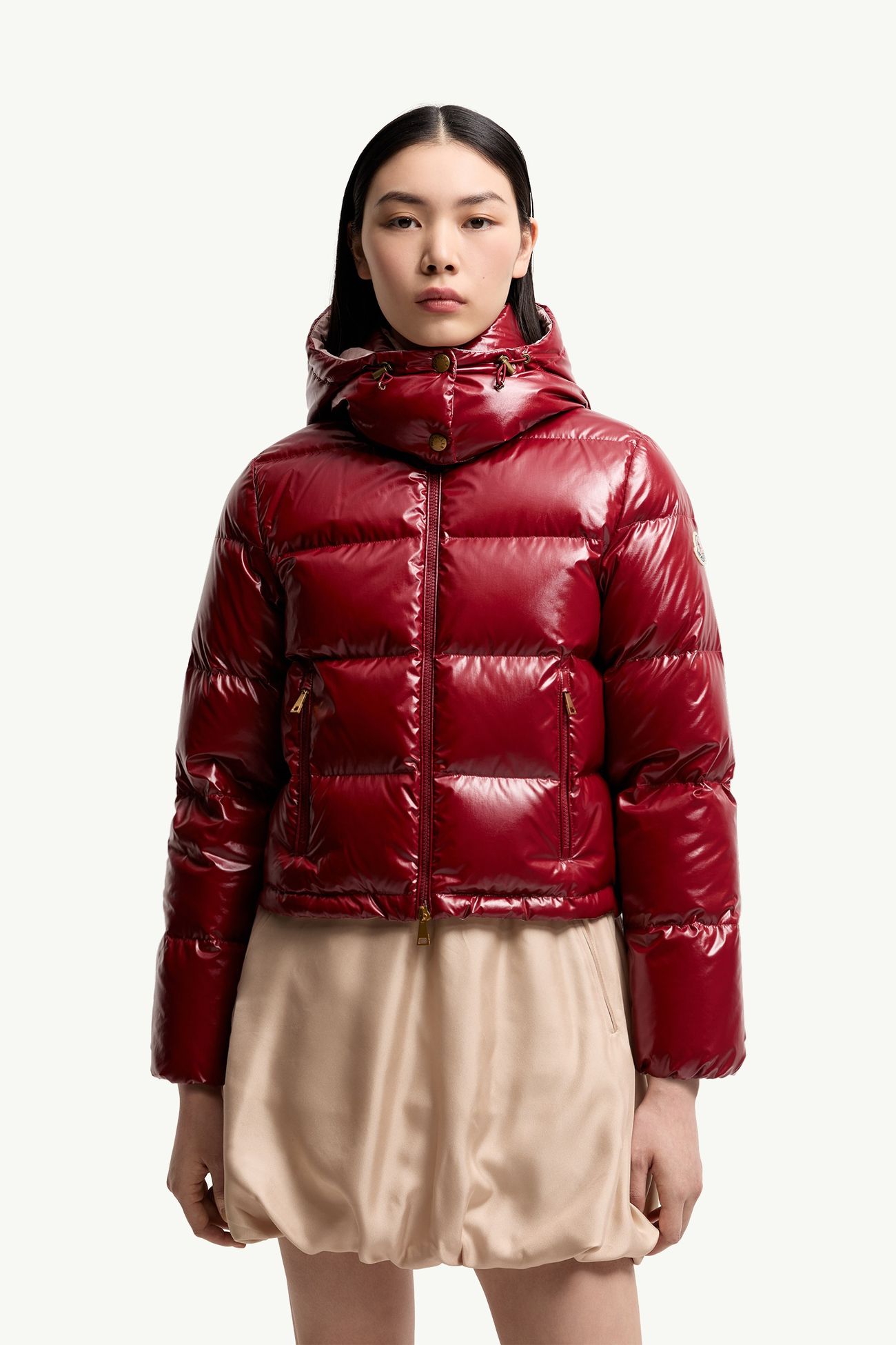 Niveole Short Down Jacket Women Ruby Red Moncler 3