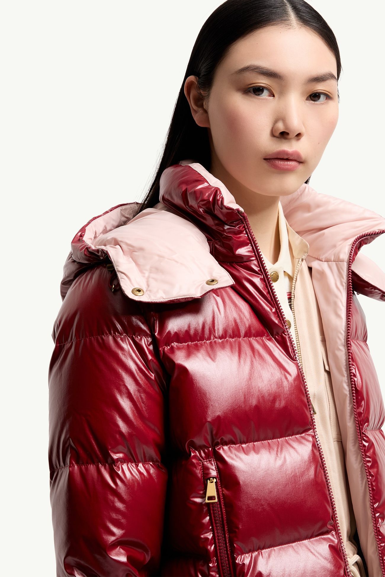 Niveole kurze Daunenjacke aus Nylon Damen Rubinrot Moncler 5