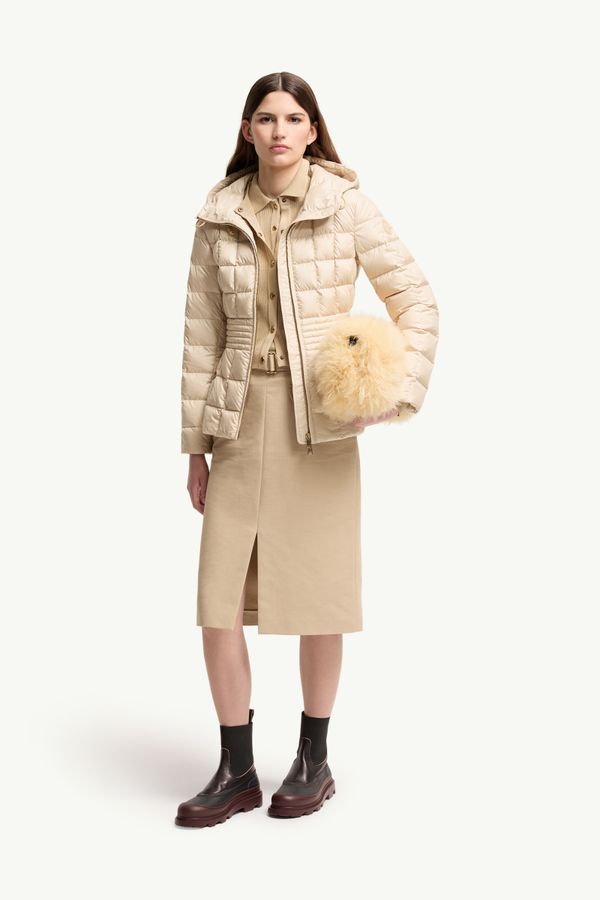 Engoulevent方形絎縫連帽短身羽絨外套 女士 淺米色 Moncler 0