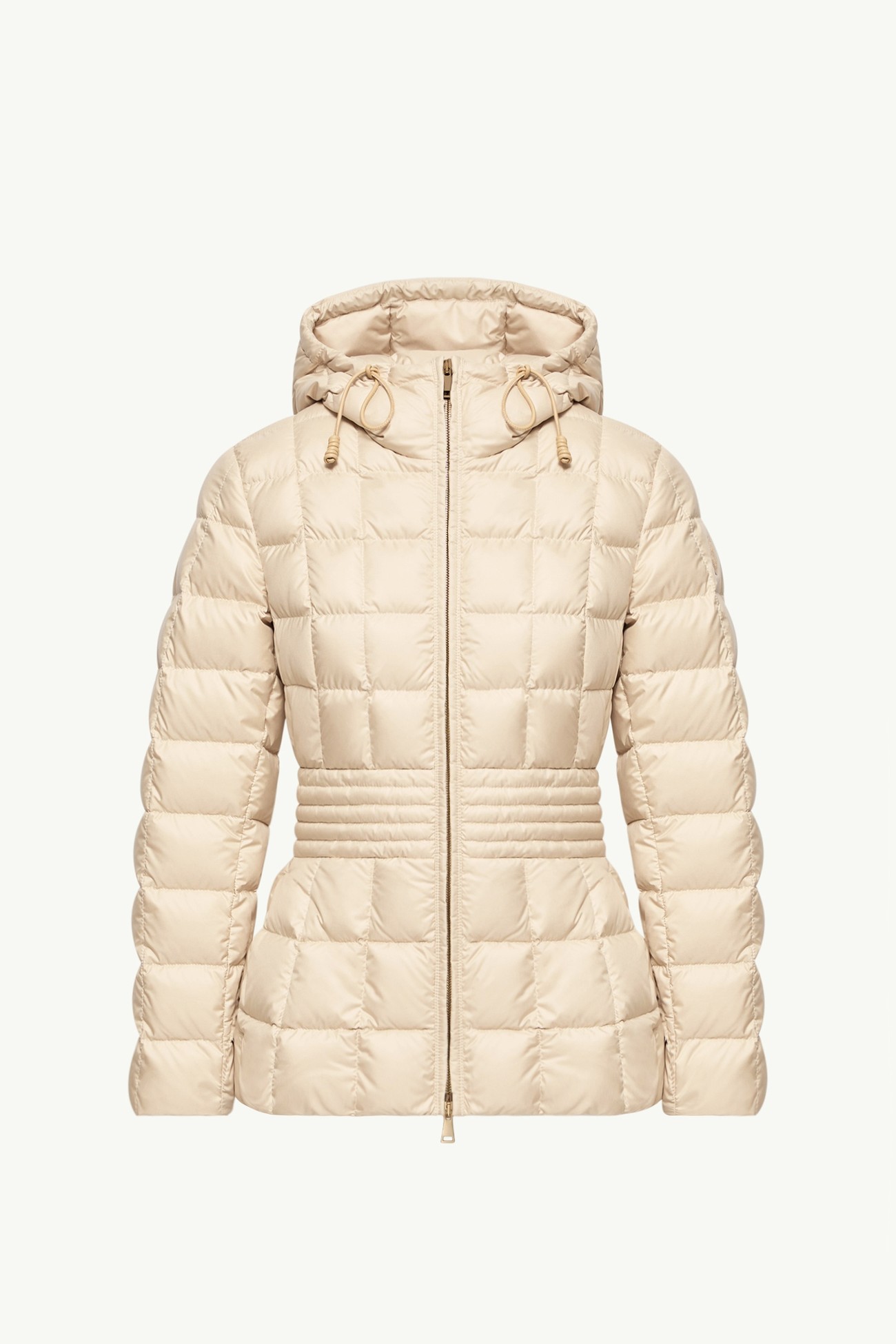 Engoulevent Square Quilted Hooded Short Down Jacket Women Light Beige Moncler 2