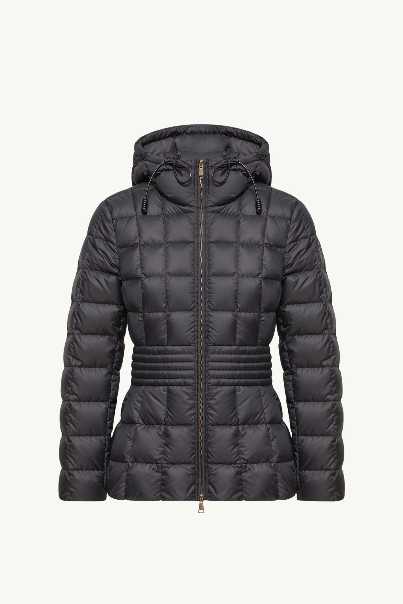 Plumífero corto con capucha y acolchado de cuadros Engoulevent Mujer Negro Moncler 2