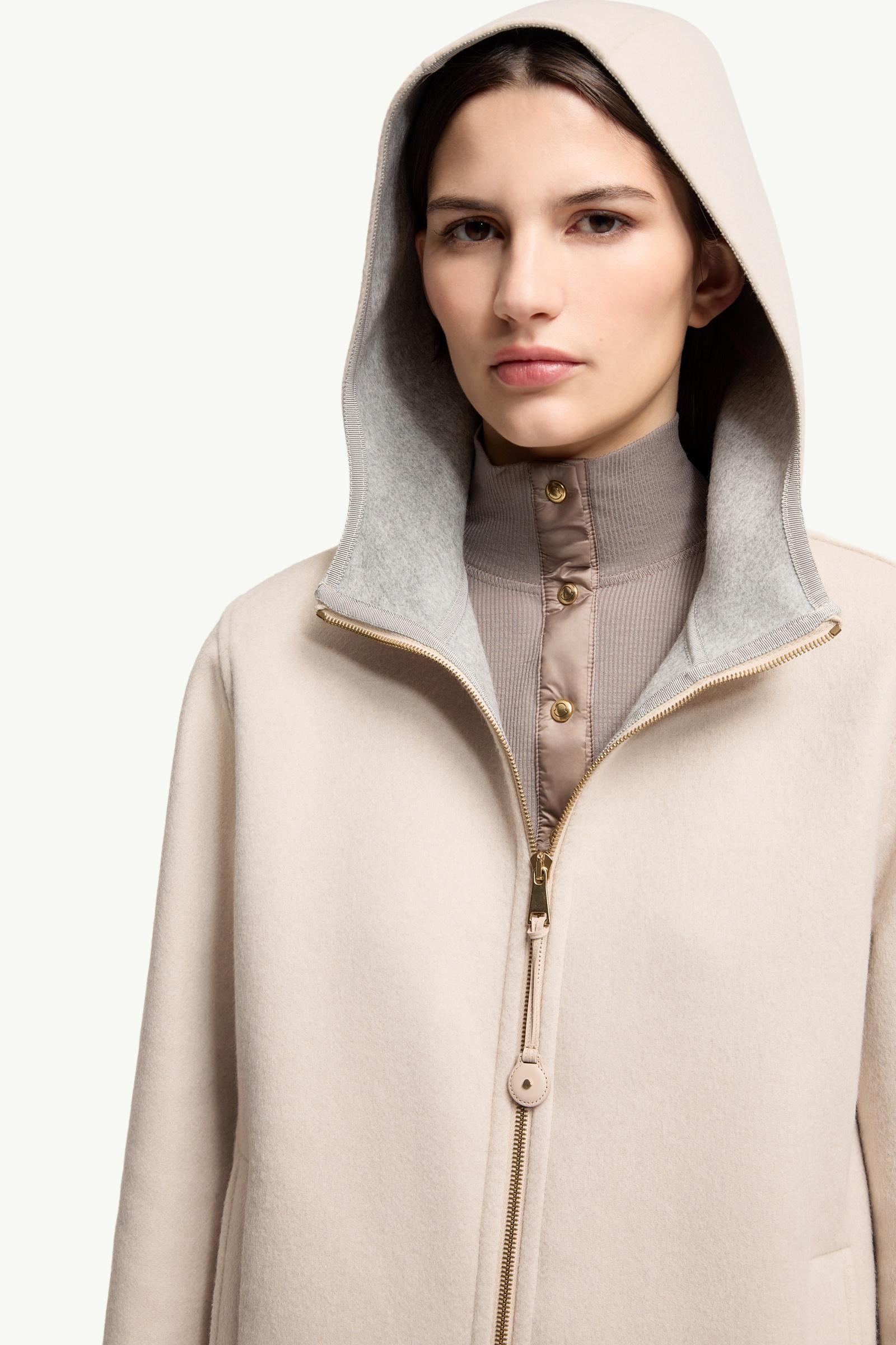 Light Beige Hemiptere 3-in-1 Hooded Wool & Cashmere Down Jacket