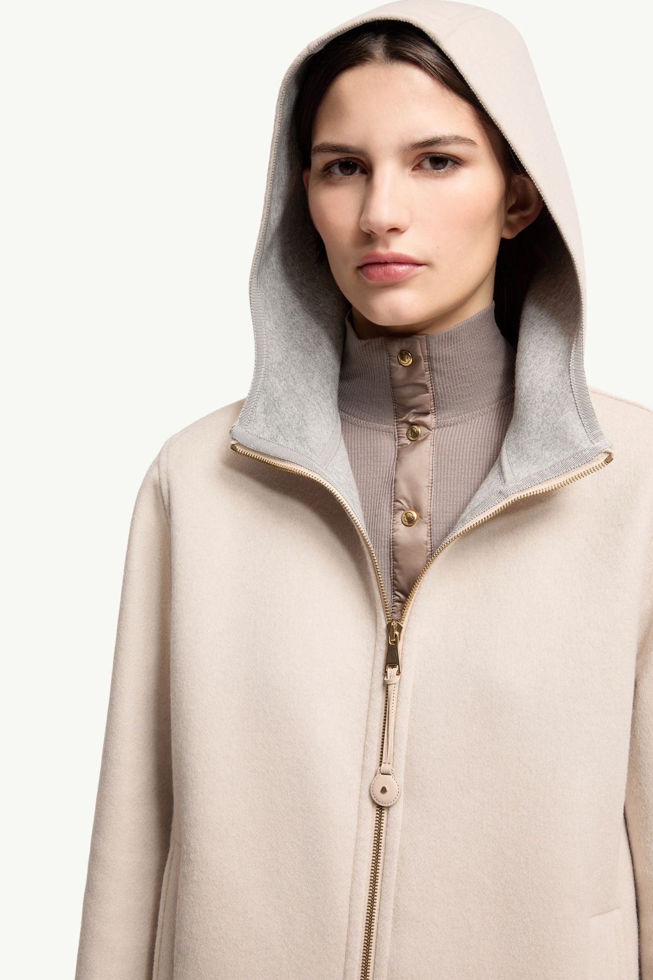 Plumífero de lana y cachemira con capucha 3 en 1 Hemiptere Mujer Beige Claro Moncler 6