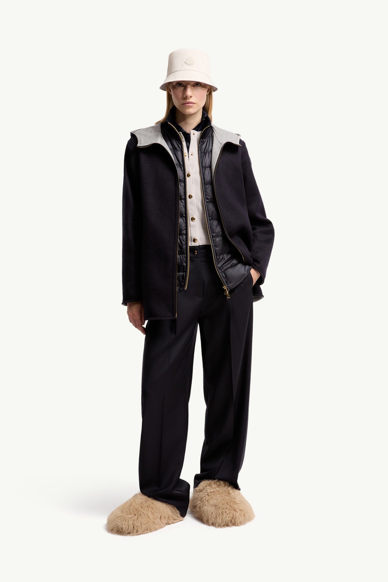 Doudoune à capuche 3-en-1 en laine et cachemire Hemiptere Femmes Bleu marine Moncler 0