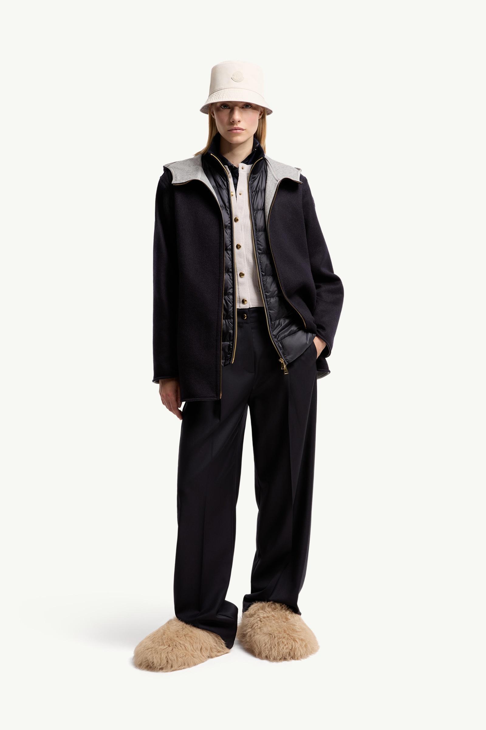 Navy Blue Hemiptere 3-in-1 Hooded Wool & Cashmere Down Jacket