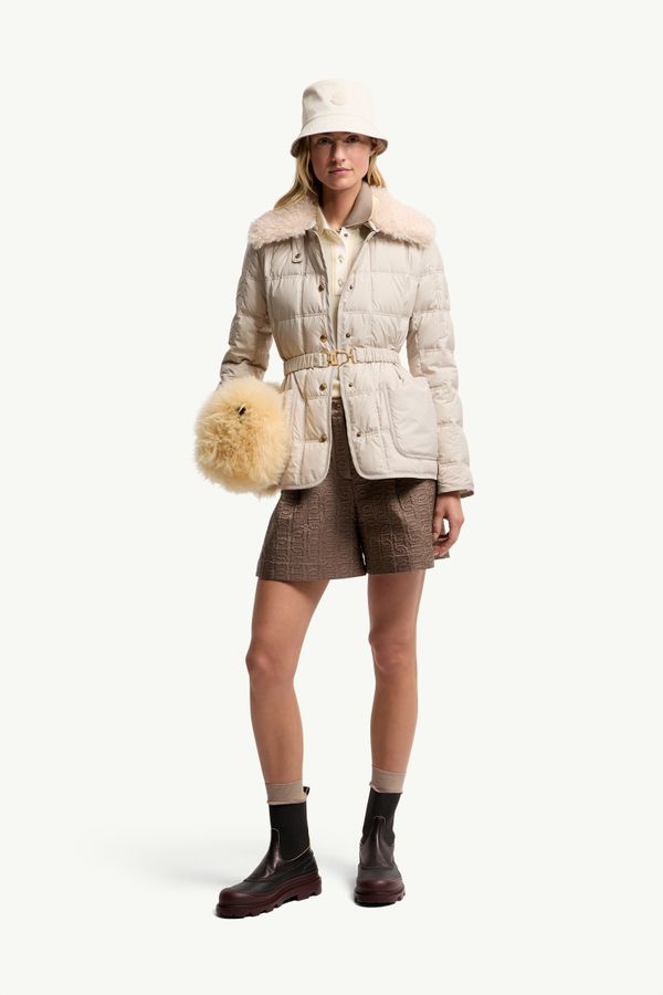Cygnes連腰帶短身羽絨外套 女士 淺米色 Moncler 0