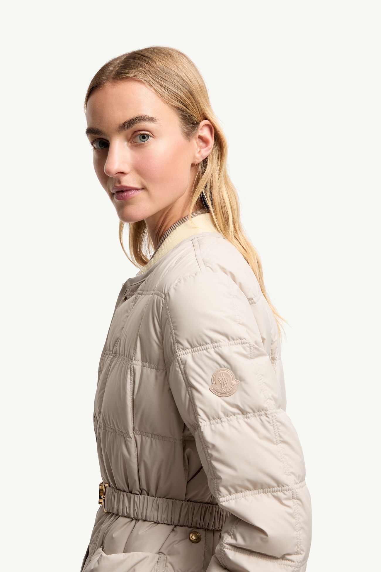Cygnes連腰帶短身羽絨外套 女士 淺米色 Moncler 1