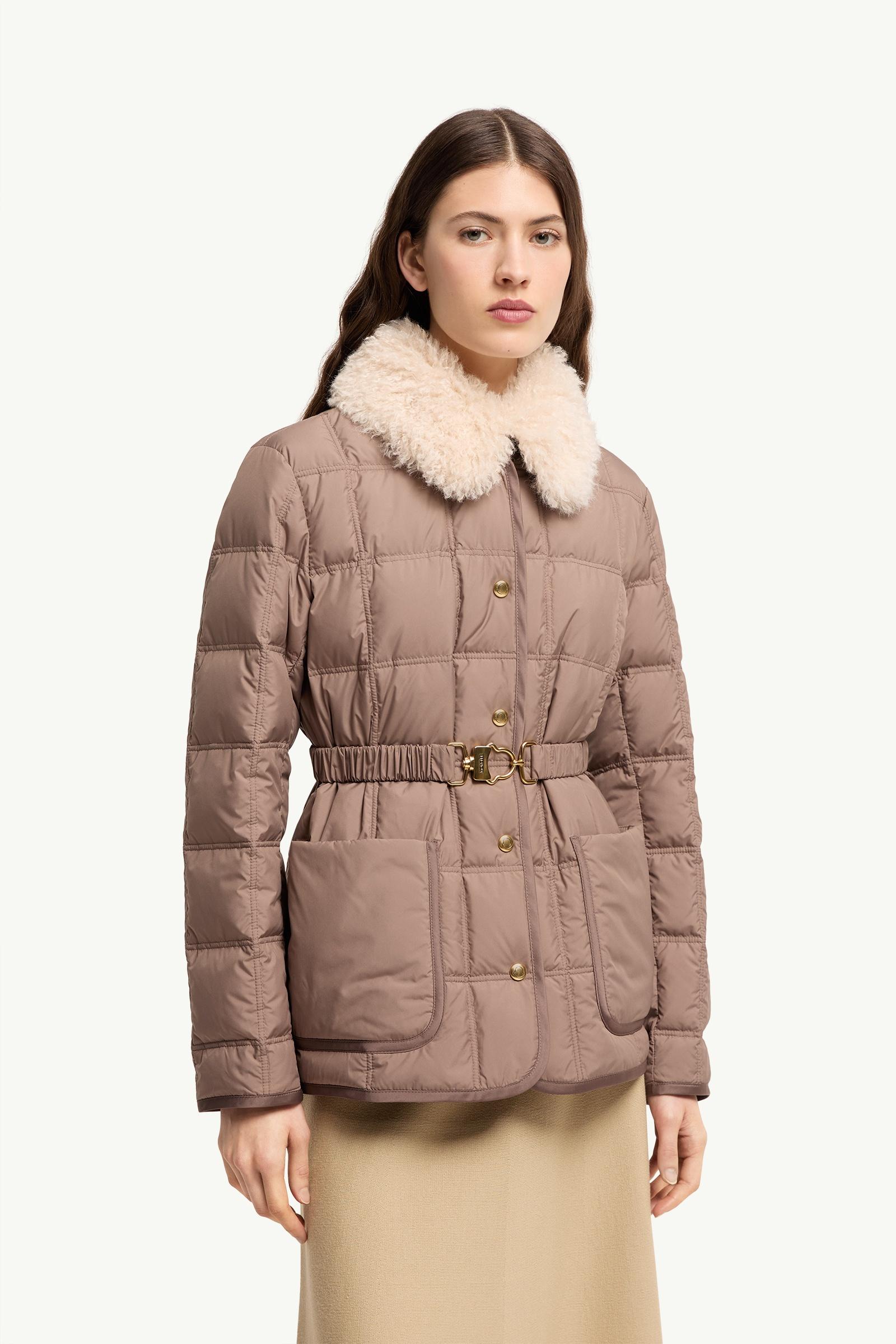 Brown Cygnes Belted Short Down Jacket - Lightweight Down Jackets