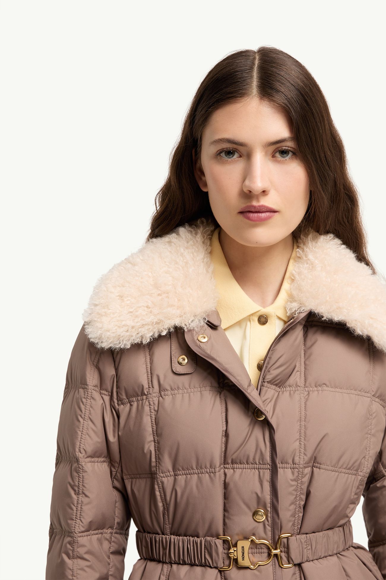 Cygnes kurze Daunenjacke mit Gürtel Damen Braun Moncler 6