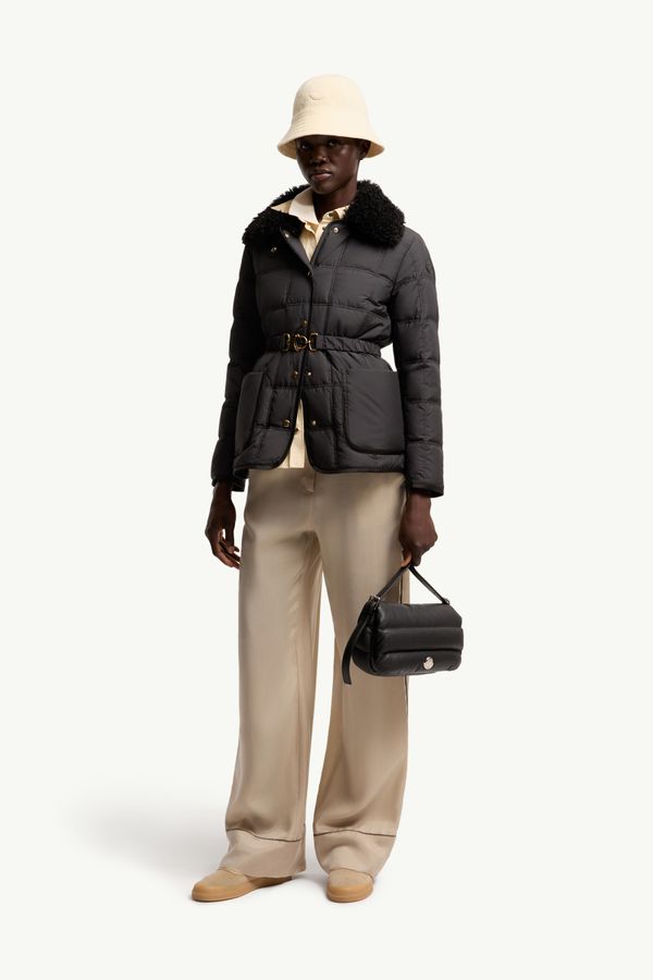 Cygnes連腰帶短身羽絨外套 女士 黑色 Moncler 0