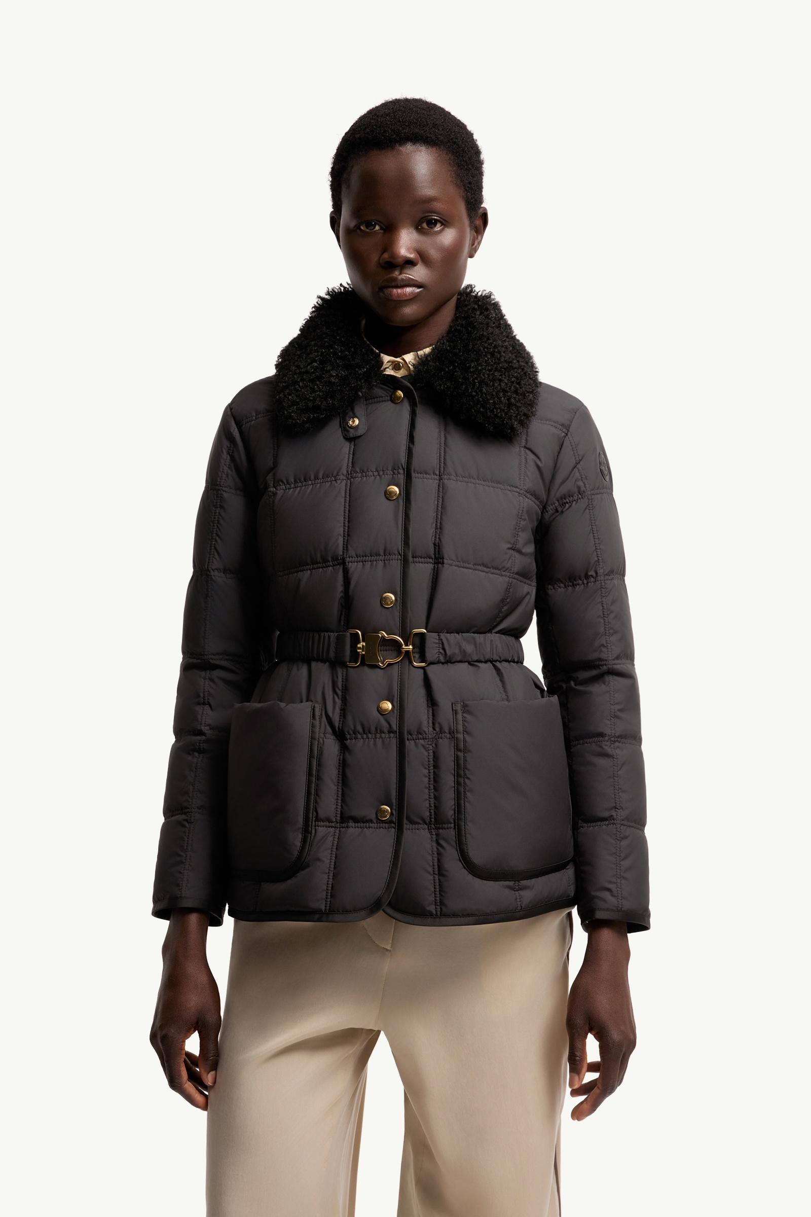 Black Cygnes Belted Short Down Jacket - Lightweight Down Jackets