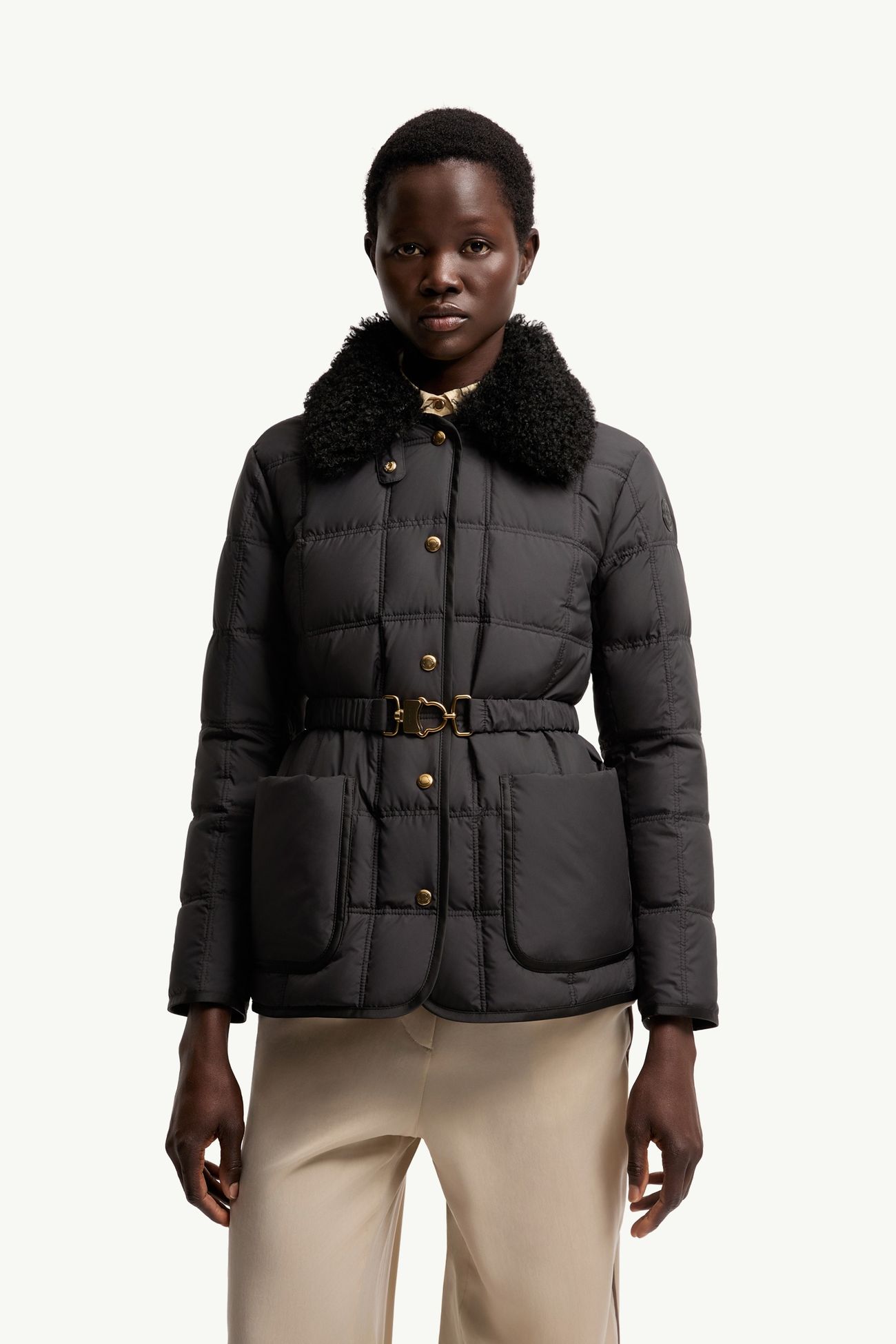 Cygnes 벨트 쇼트 다운 재킷 여성 블랙 Moncler 3