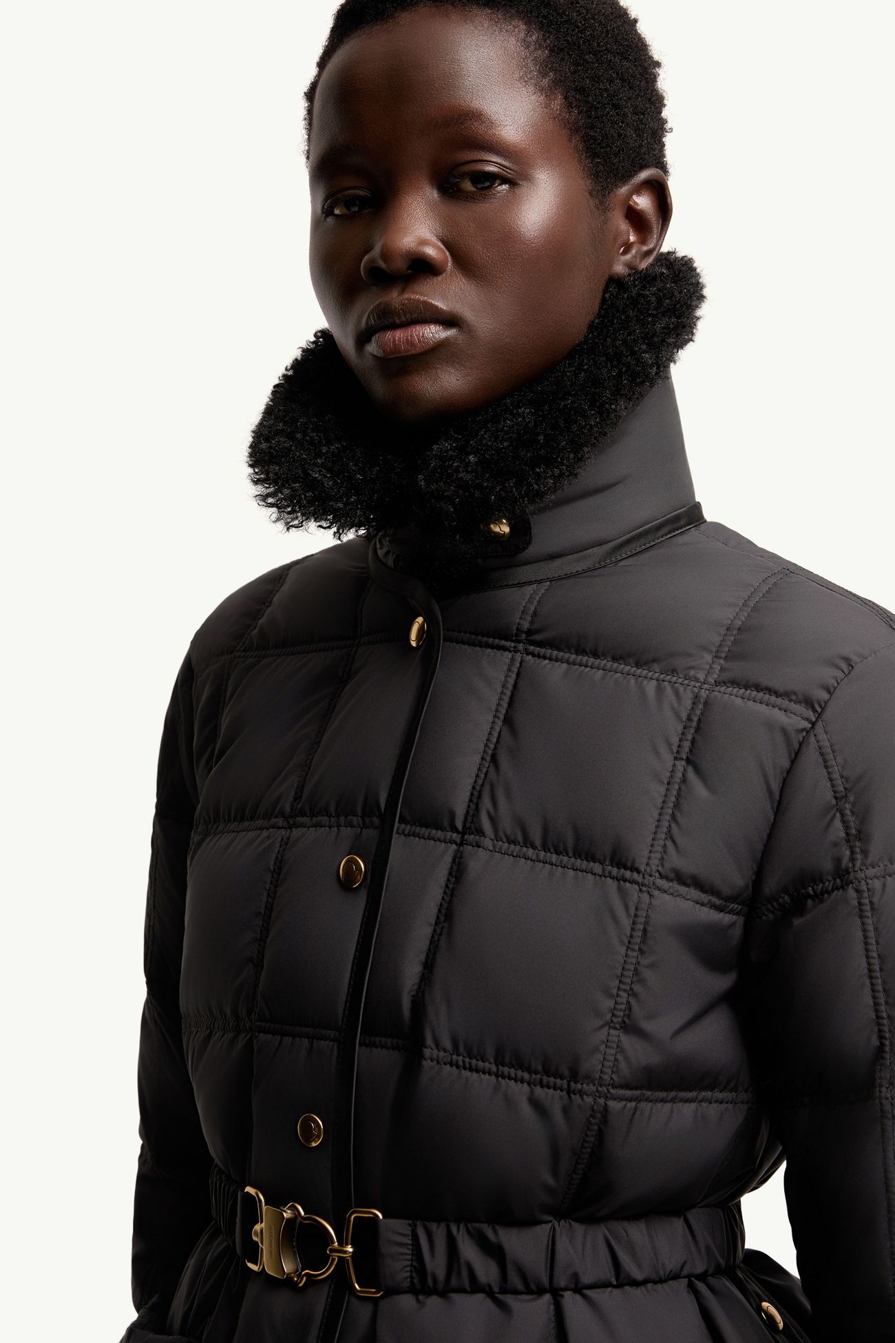 Cygnes連腰帶短身羽絨外套 女士 黑色 Moncler 6