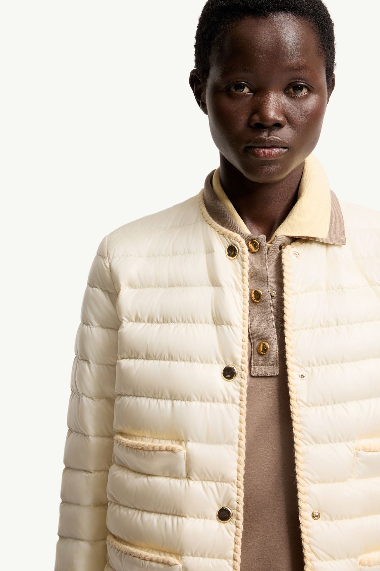 Piumino corto Circaete con bordo intrecciato Donna Bianco Avorio Moncler 5