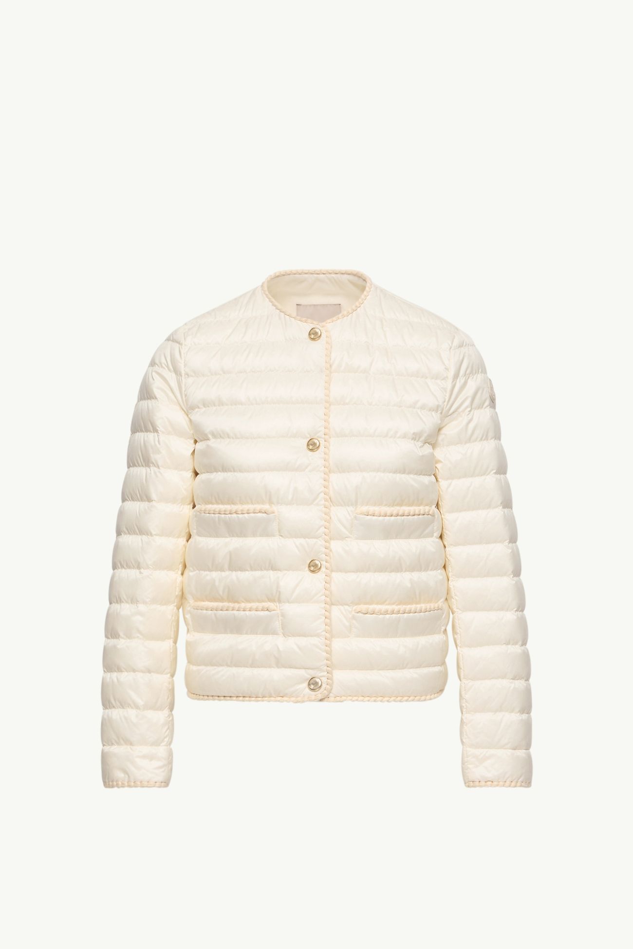 Circaete Braided Trim Short Down Jacket Women White Ivory Moncler 2