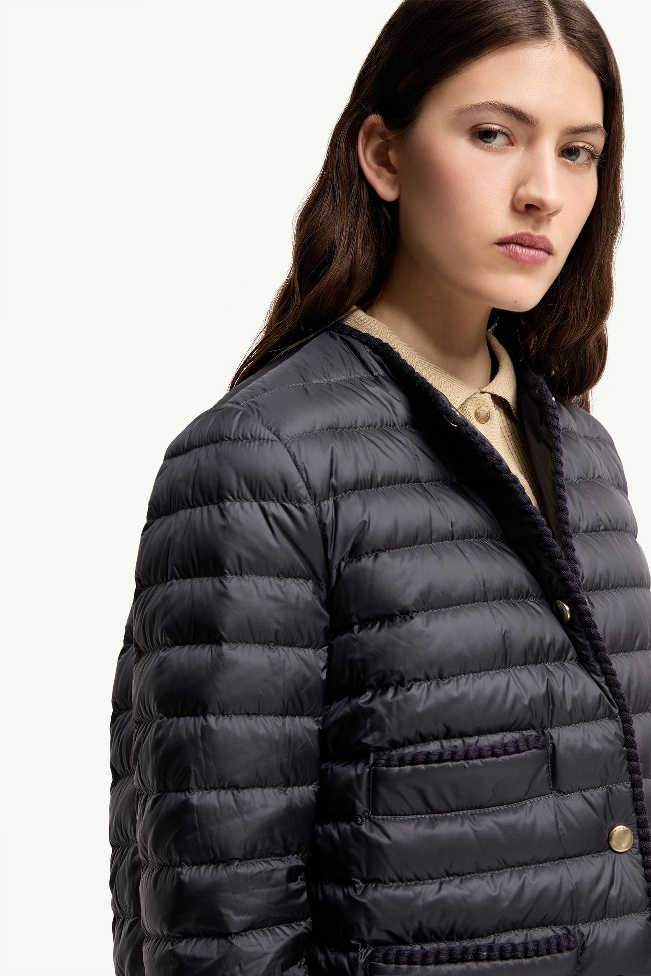 Circaete 브레이드 트리밍 쇼트 다운 재킷 여성 네이비 블루 Moncler 5