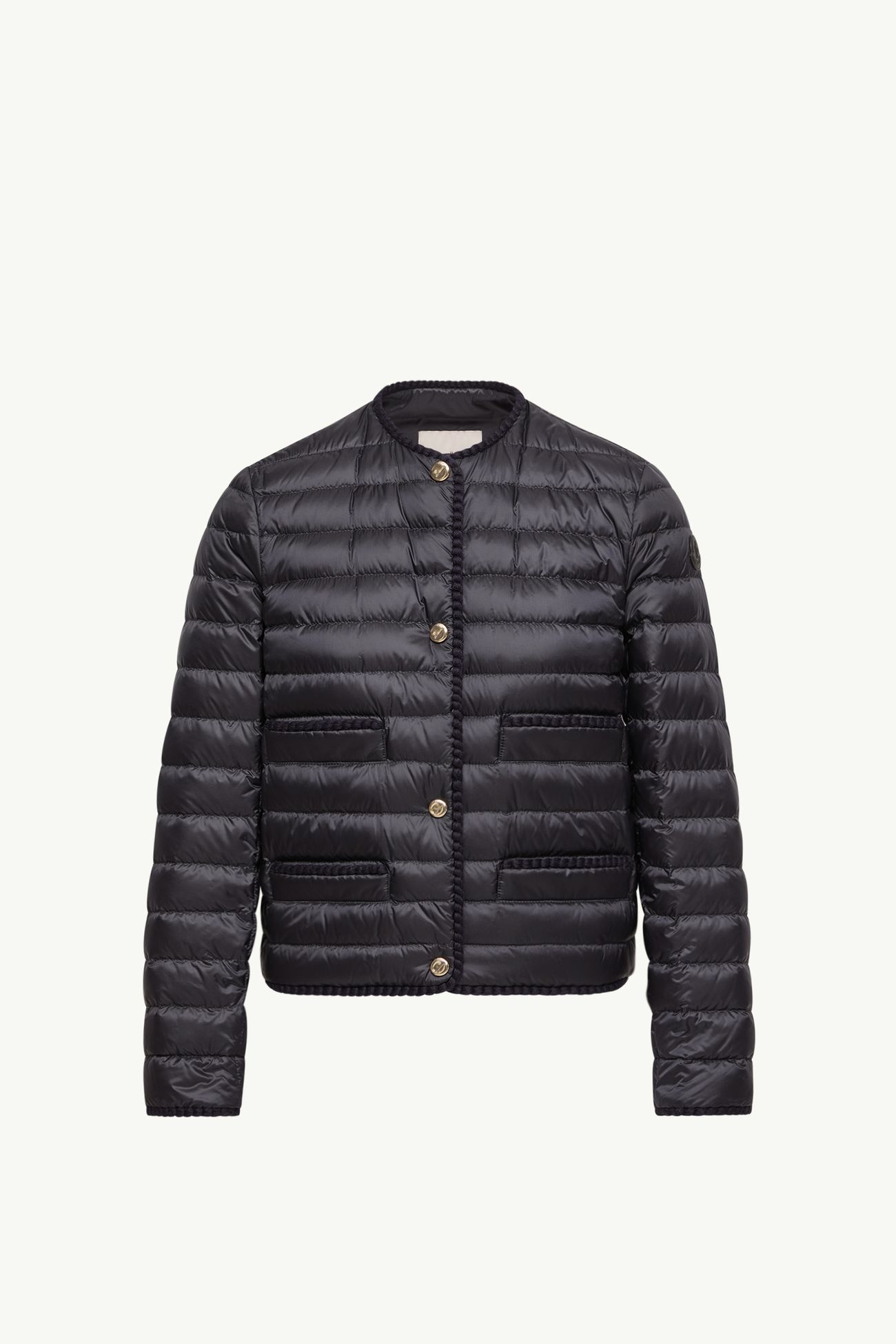 Circaete Braided Trim Short Down Jacket Women Navy Blue Moncler 2