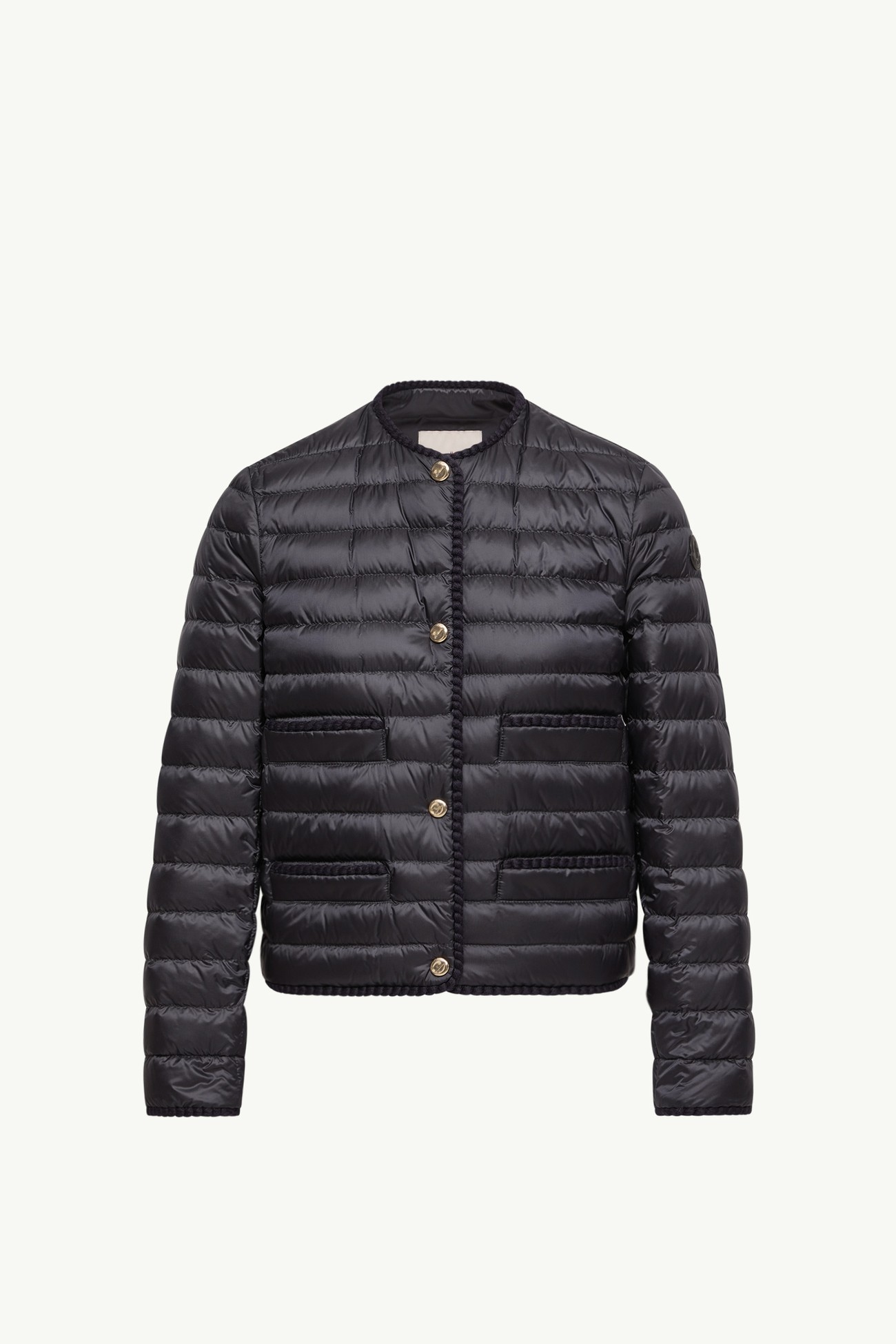 Circaete Braided Trim Short Down Jacket Women Navy Blue Moncler 2
