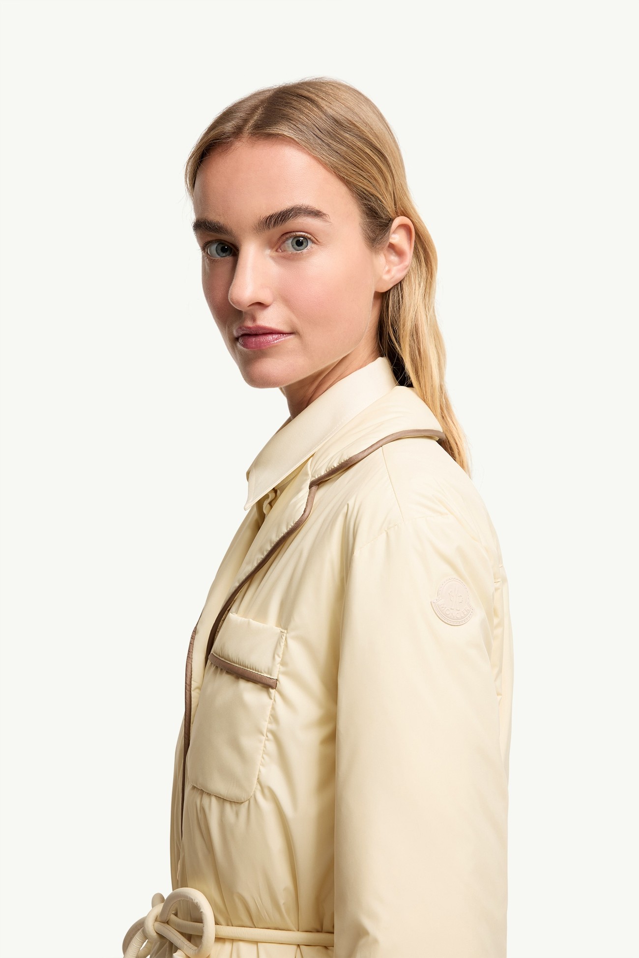 Piumino midi con cintura Tieche Donna Beige Chiaro Moncler 1
