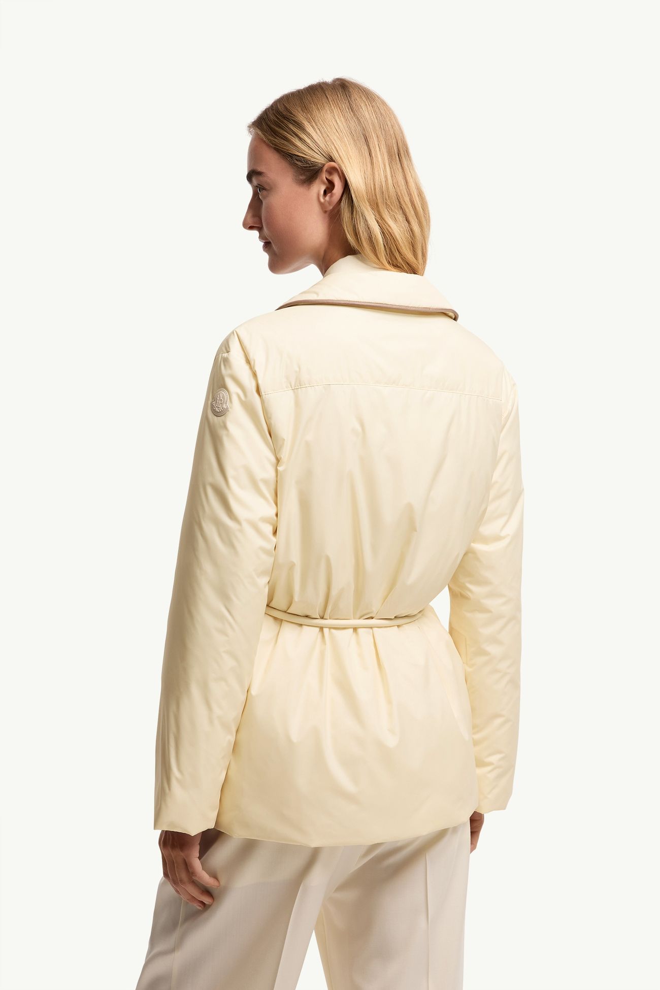 Tieche連腰帶中長羽絨外套 女士 淺米色 Moncler 4