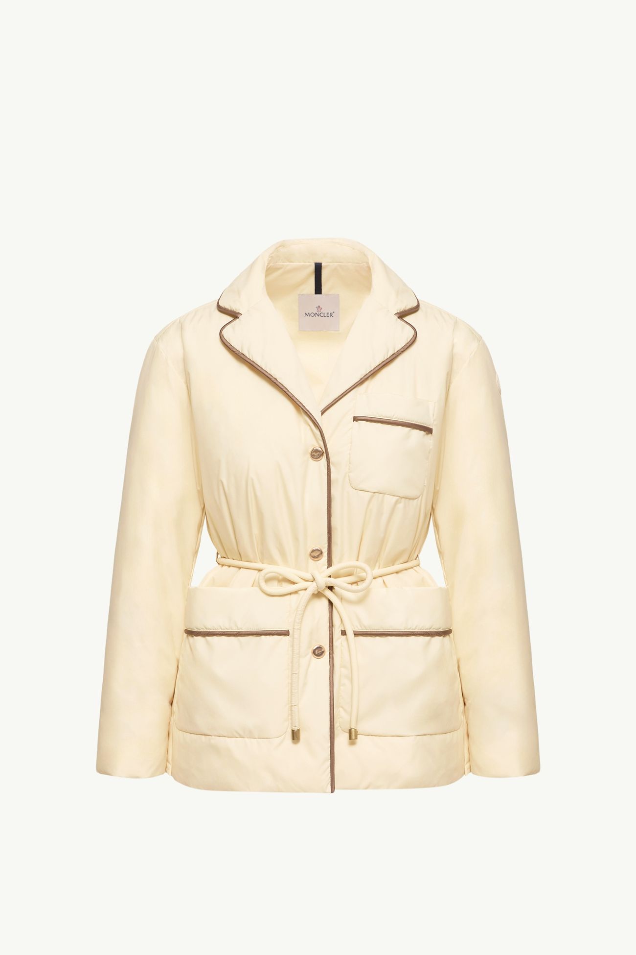 Tieche Belted Mid-Length Down Jacket Women Light Beige Moncler 2