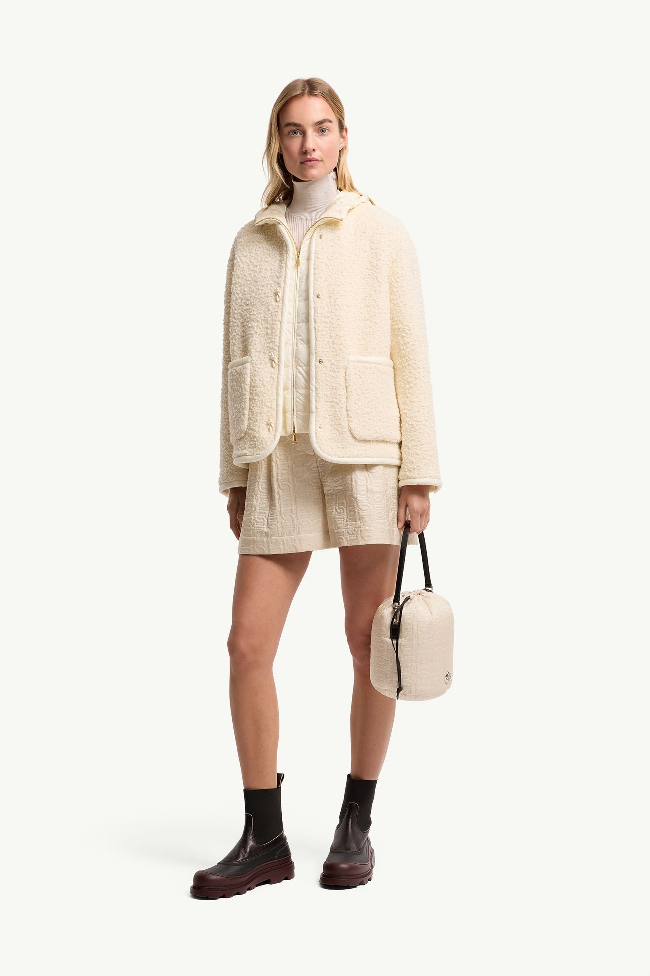Hylesine三合一羊毛棉質混紡短身羽絨外套 女士 象牙白色 Moncler 0
