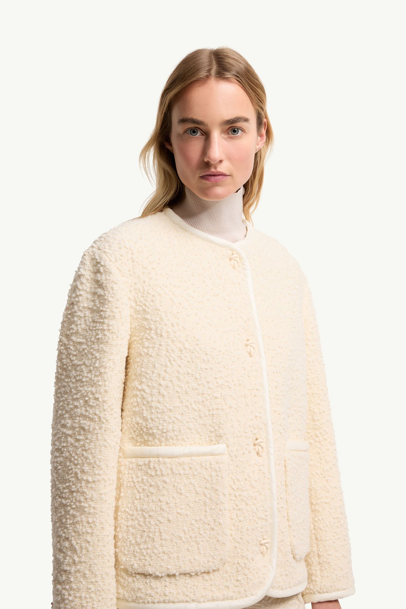 Hylesine kurze 3-in-1 Daunenjacke aus Woll-Baumwoll-Mischung Damen Weiß-Elfenbein Moncler 6