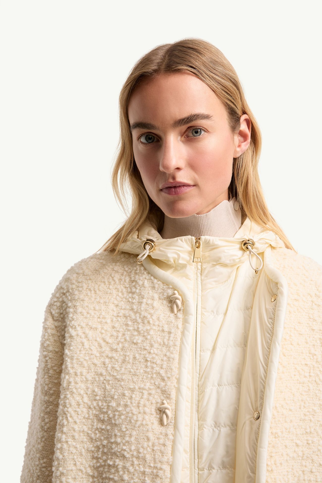 Hylesine 3-in-1 Wool & Cotton Blend Short Down Jacket Women White Ivory Moncler 7