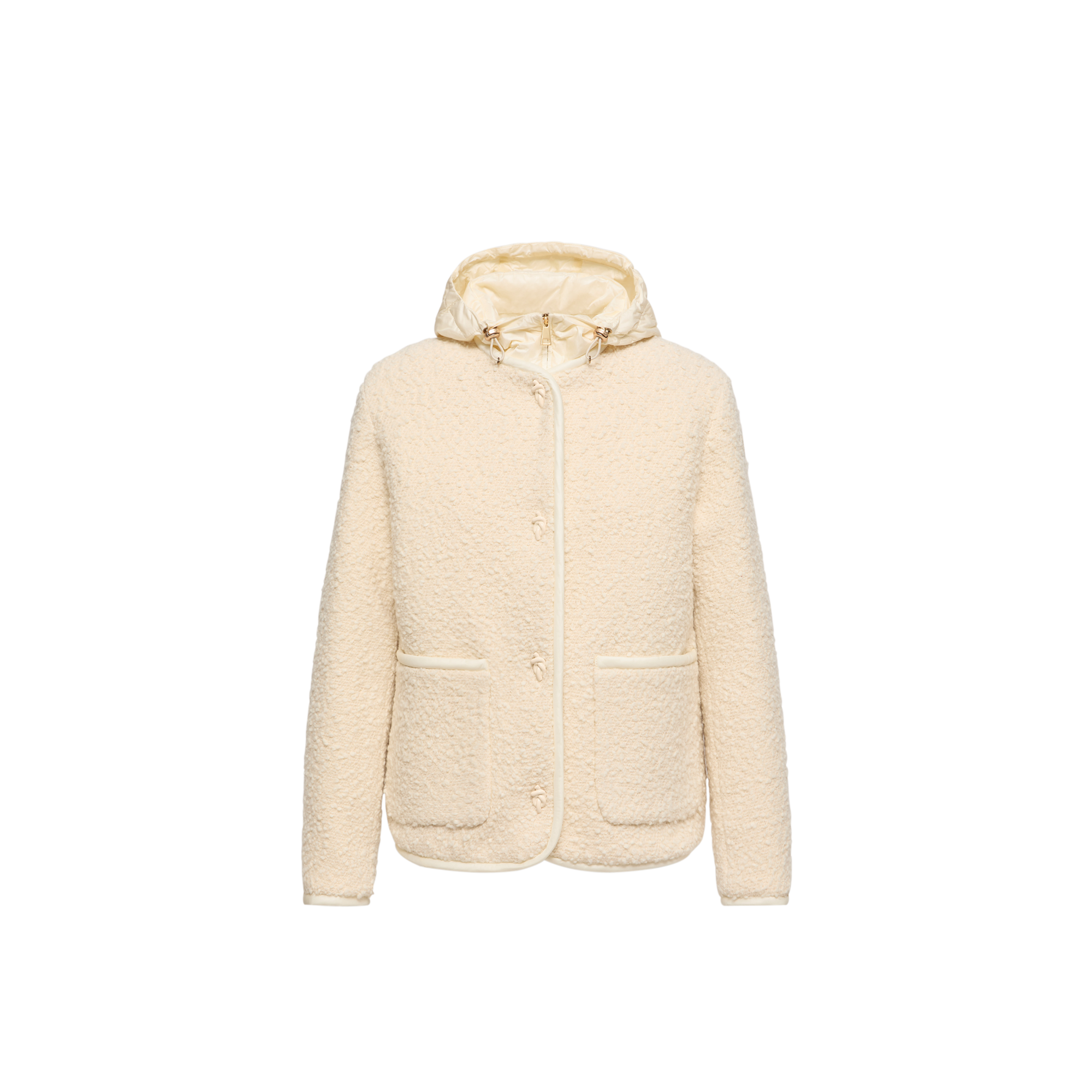 Moncler   Hylesine 3-In-1 Wool & Cotton Blend Short Down Jacket for Women in White, Size: 12