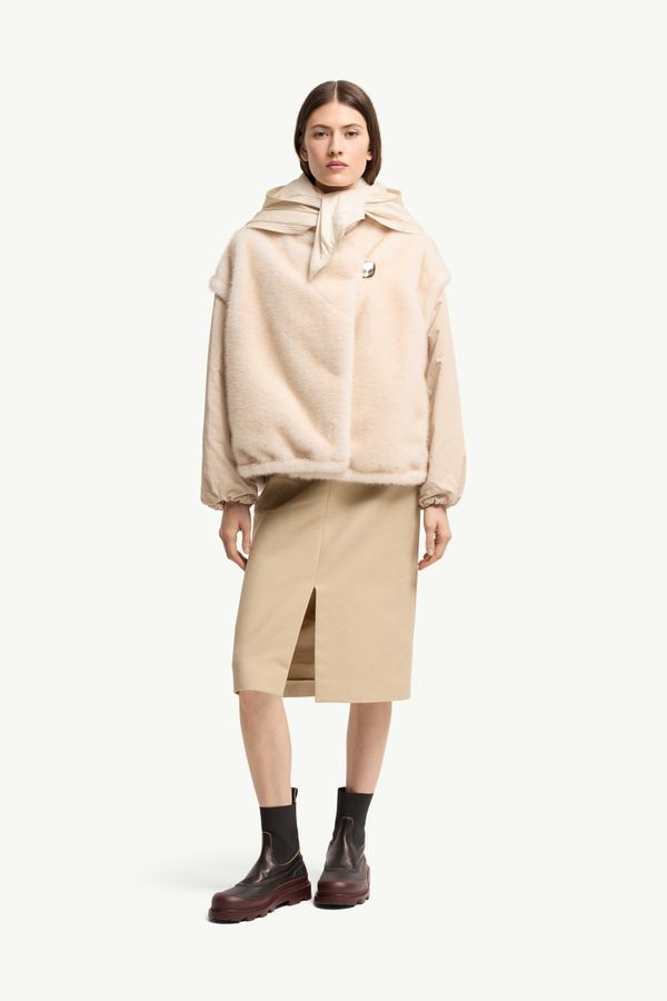 Chardonneret wendbare 2-in-1-Daunenjacke aus Teddystoff Damen Weiß-Elfenbein Moncler 0