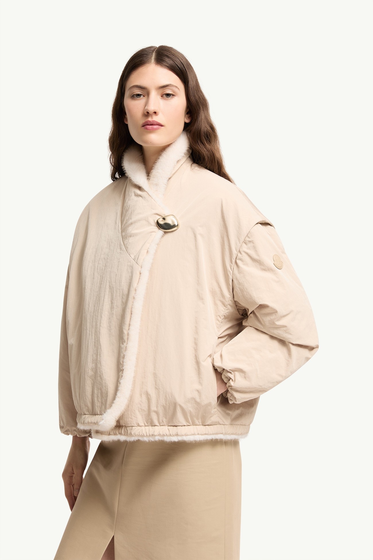 Giacca reversibile imbottita in pile effetto teddy 2 in 1 Chardonneret Donna Bianco Avorio Moncler 5
