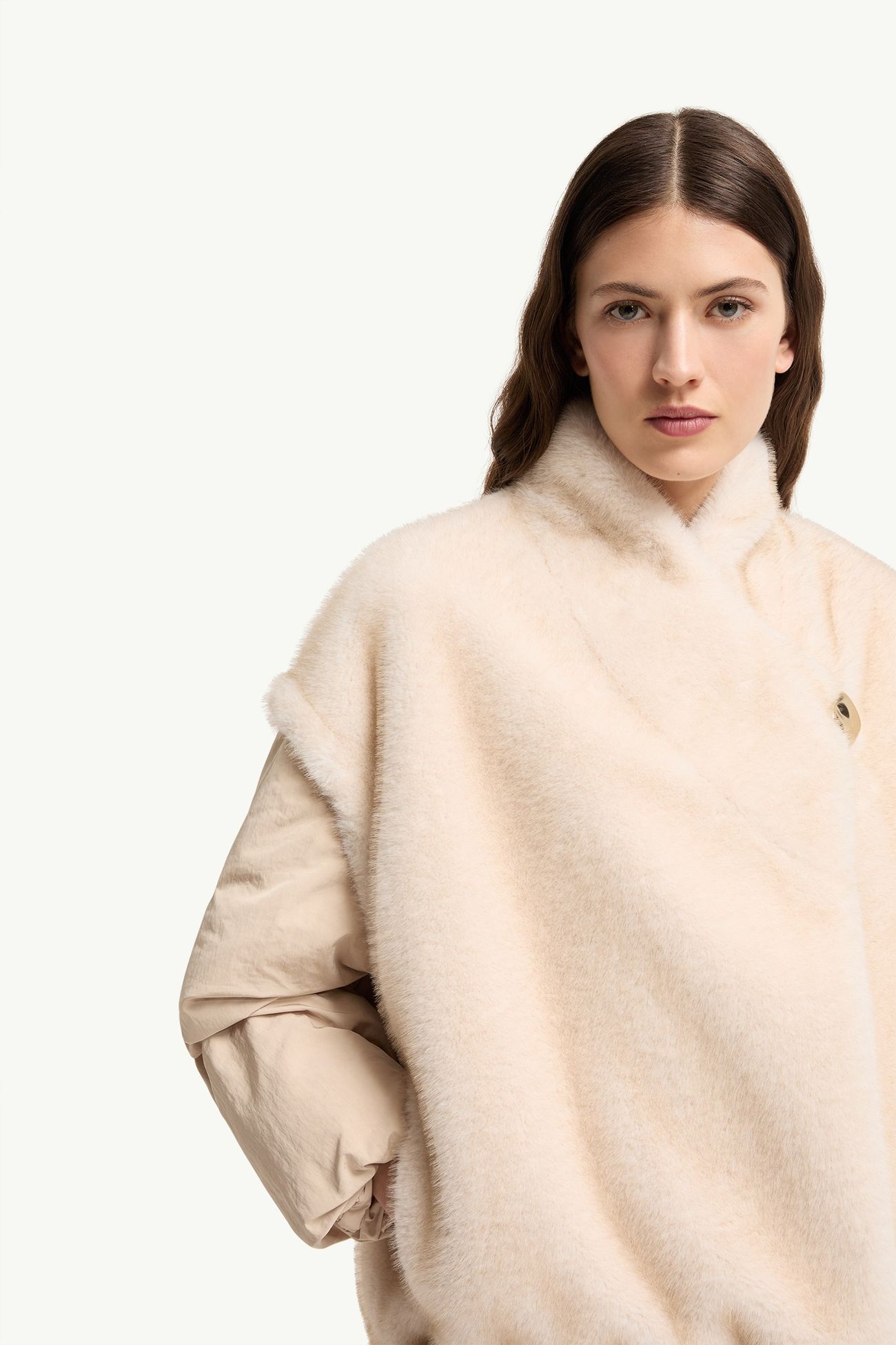 Giacca reversibile imbottita in pile effetto teddy 2 in 1 Chardonneret Donna Bianco Avorio Moncler 7