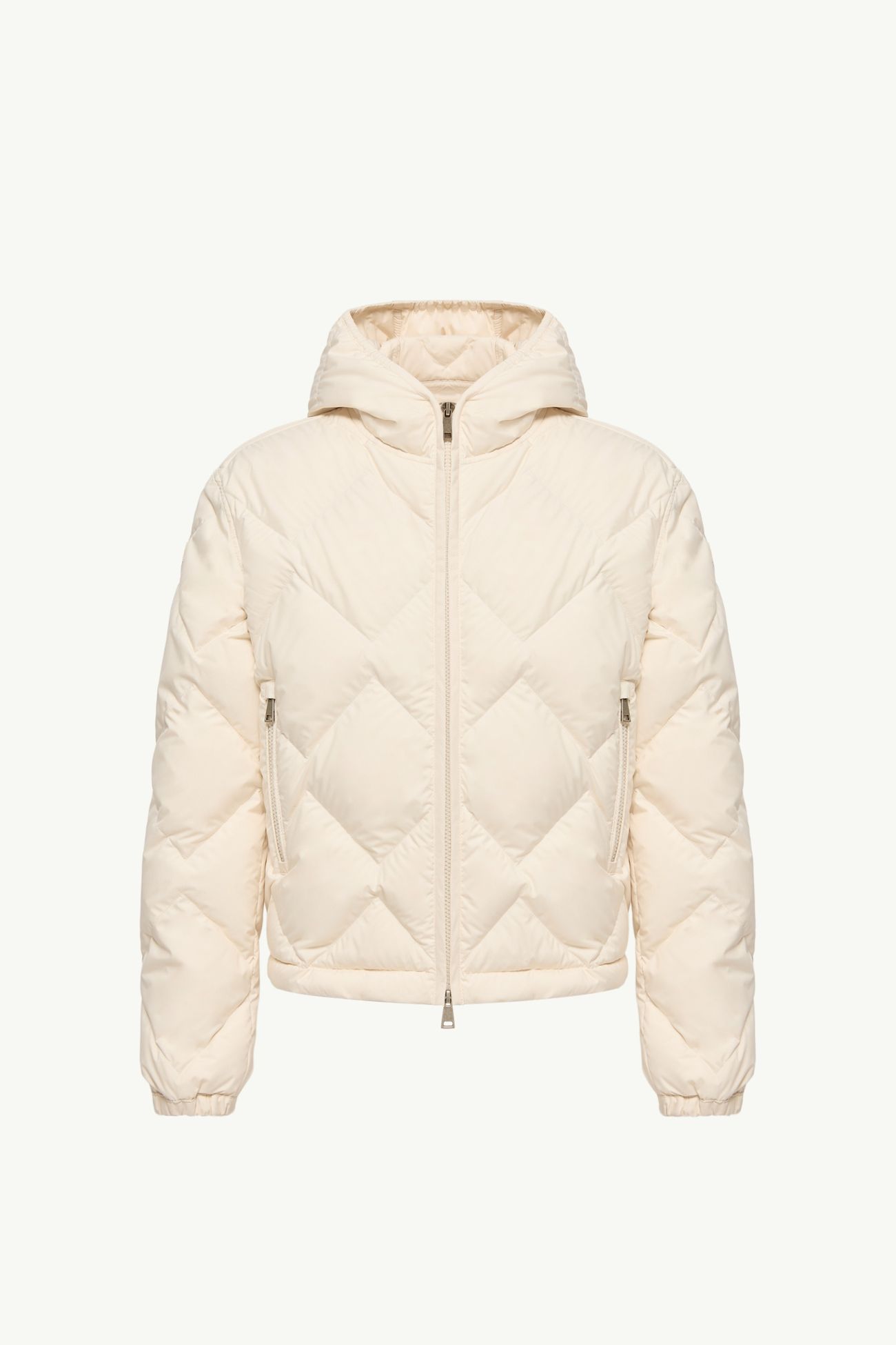 Doudoune courte à capuche et matelassage triangulaire Arvouinne Femmes Blanc Ivoire Moncler 2
