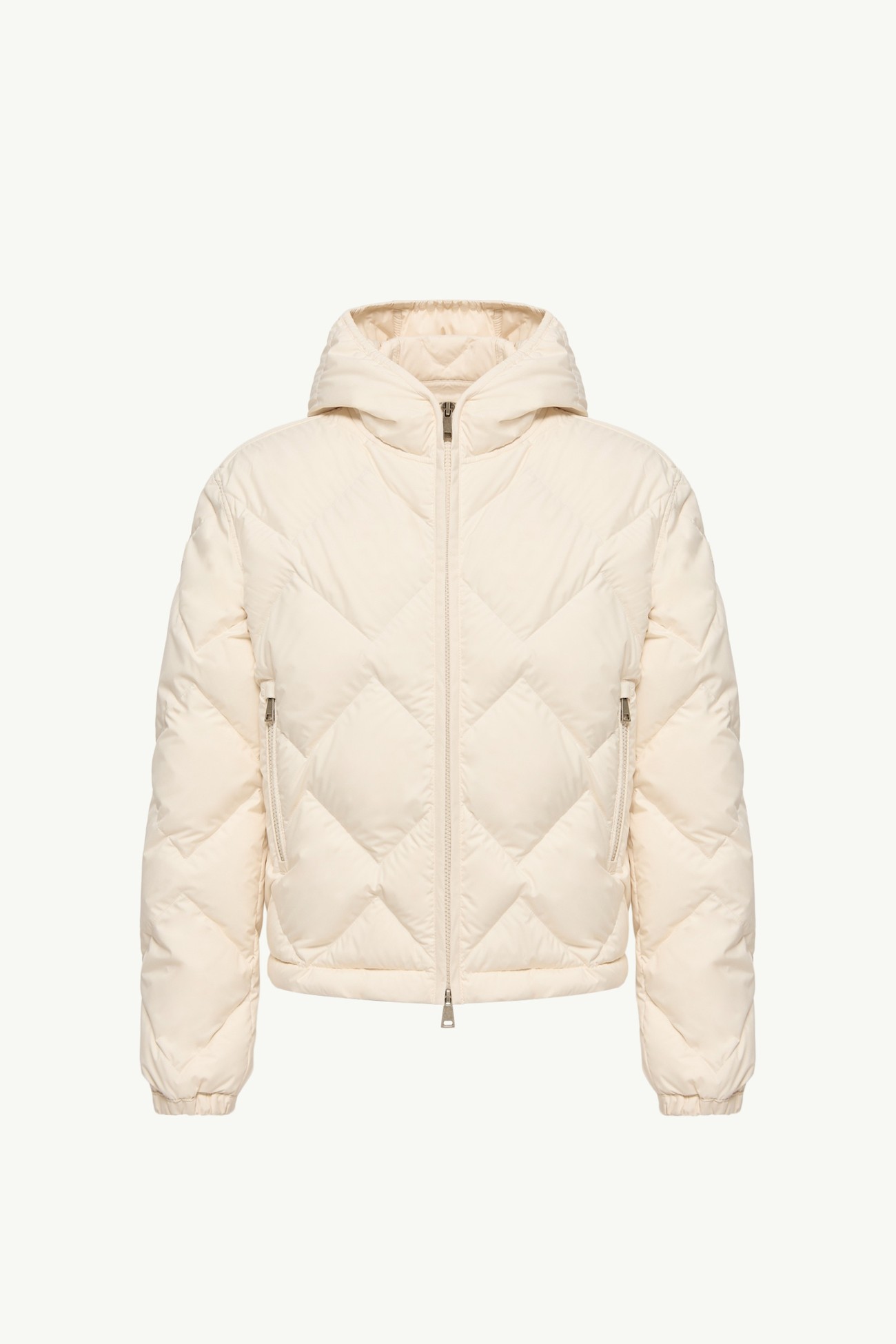 Doudoune courte à capuche et matelassage triangulaire Arvouinne Femmes Blanc Ivoire Moncler 2
