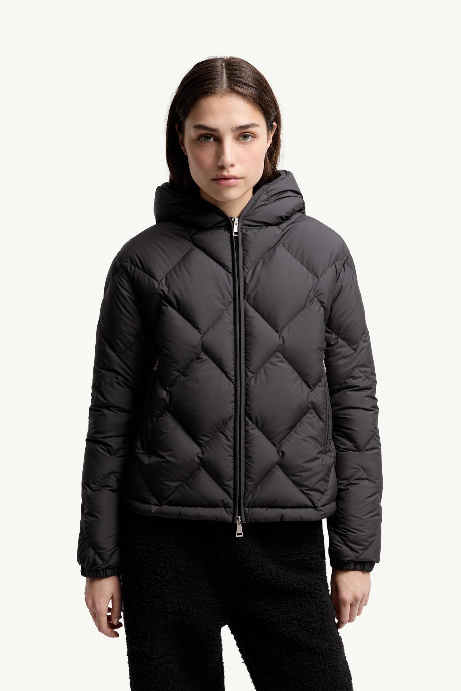 Black Arvouinne Hooded Triangle-Quilted Short Down Jacket - Short