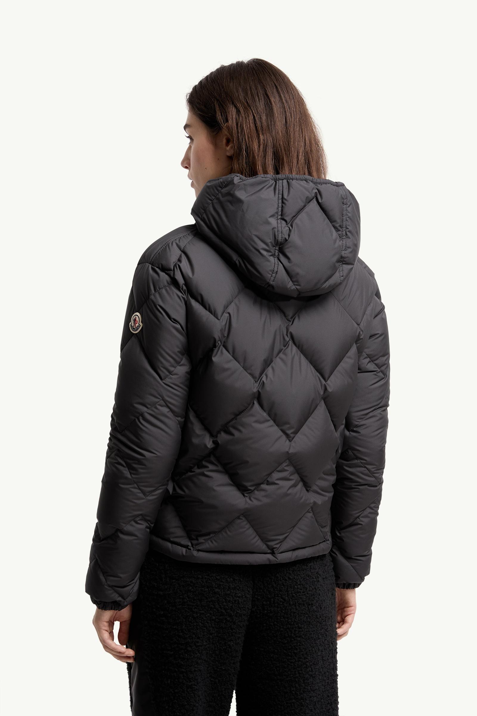 Black Arvouinne Hooded Triangle-Quilted Short Down Jacket - Short