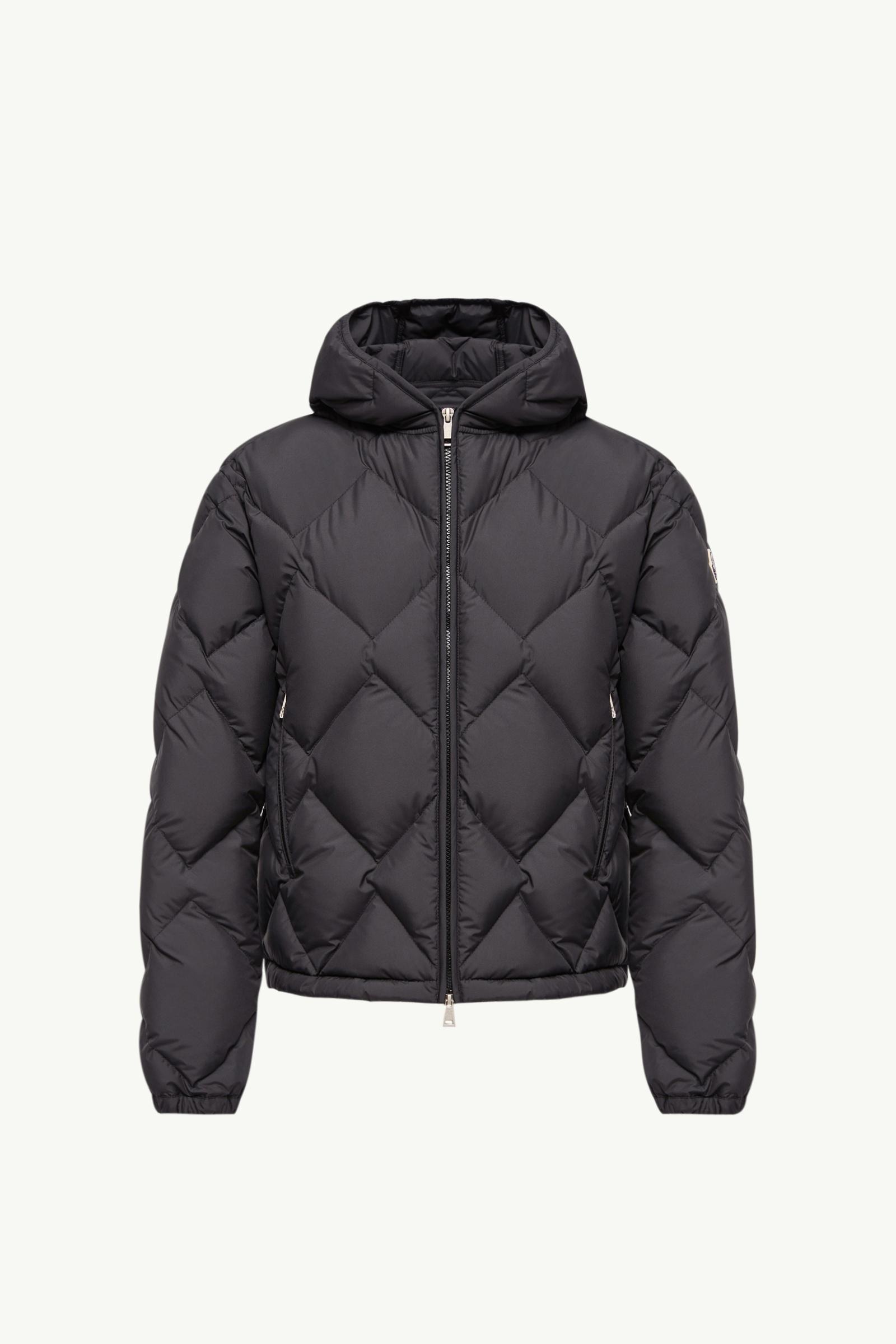 Black Arvouinne Hooded Triangle-Quilted Short Down Jacket - Short
