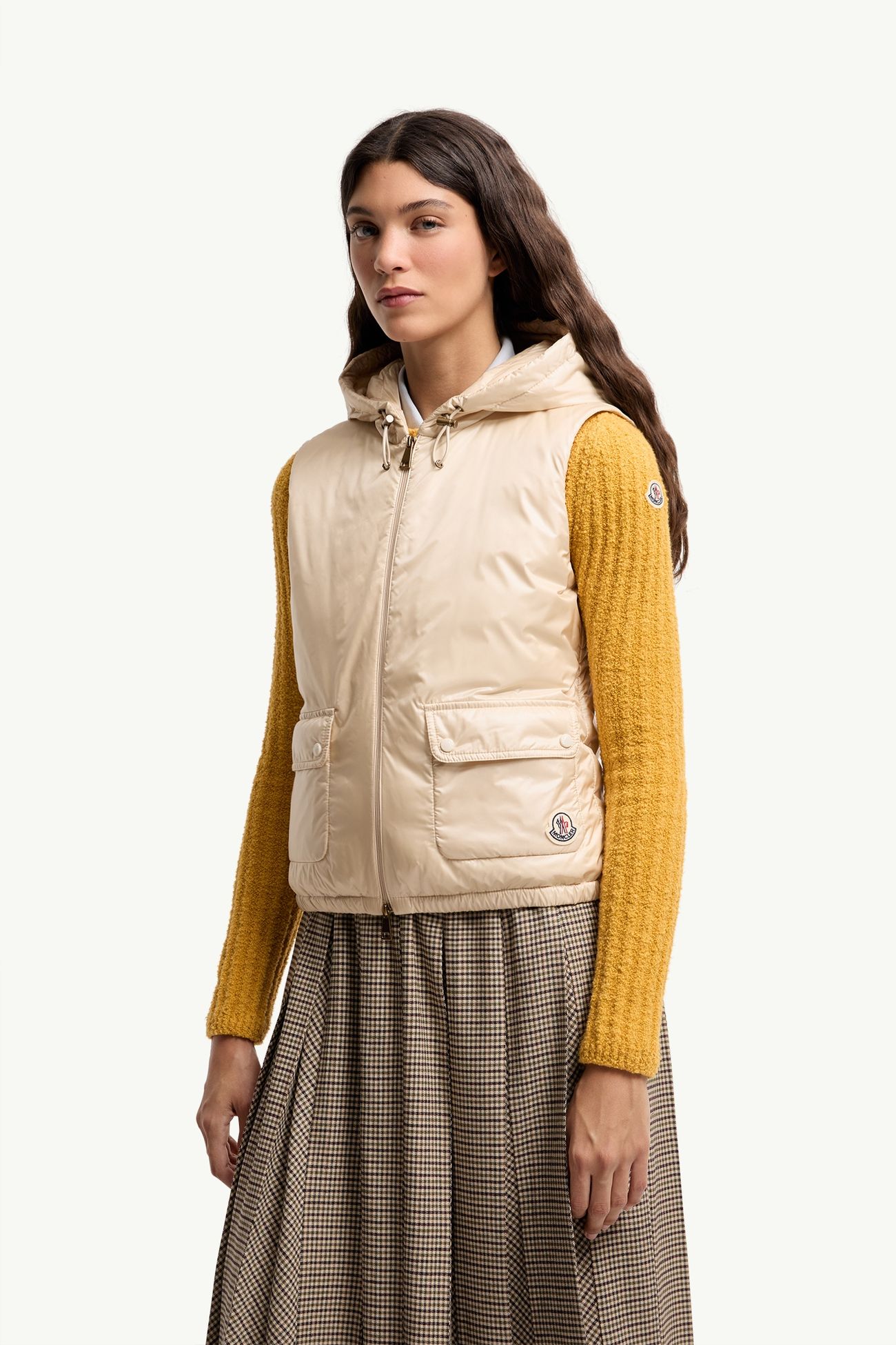 Lansette Longue Saison短身羽絨背心 女士 淺米色 Moncler 3