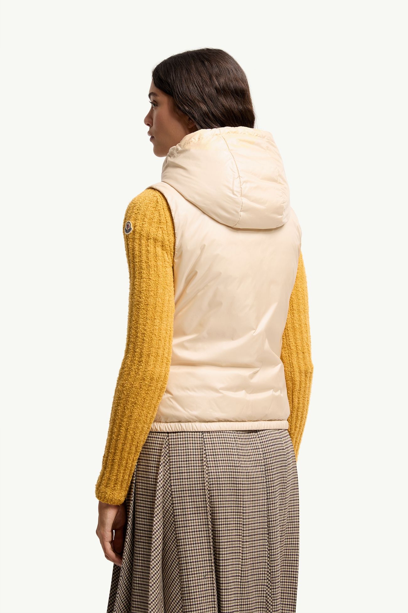 Lansette Short Longue Saison Down Gilet Women Light Beige Moncler 4
