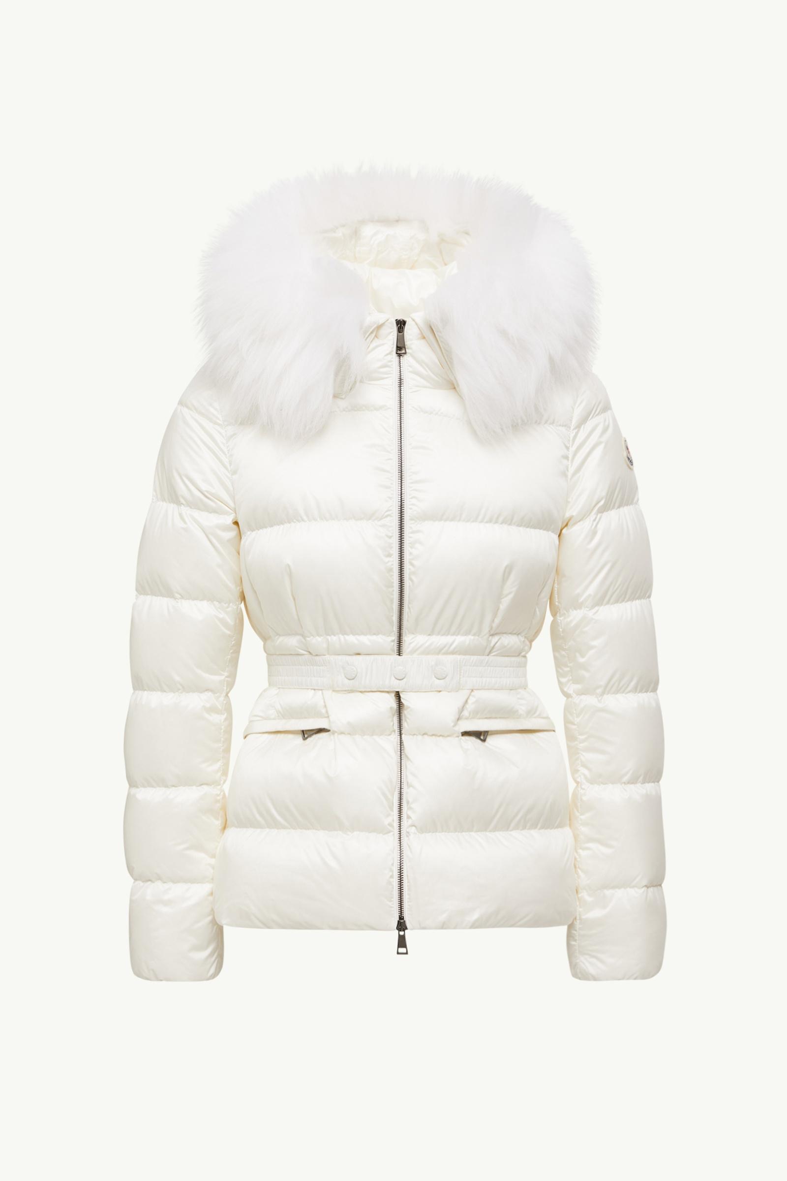 Boed Hooded Shearling-Trimmed Short Down Jacket Women White Moncler